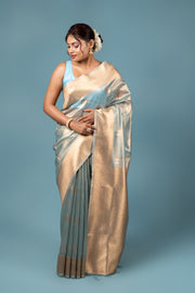 Pastel Blue Tissue Silk Saree