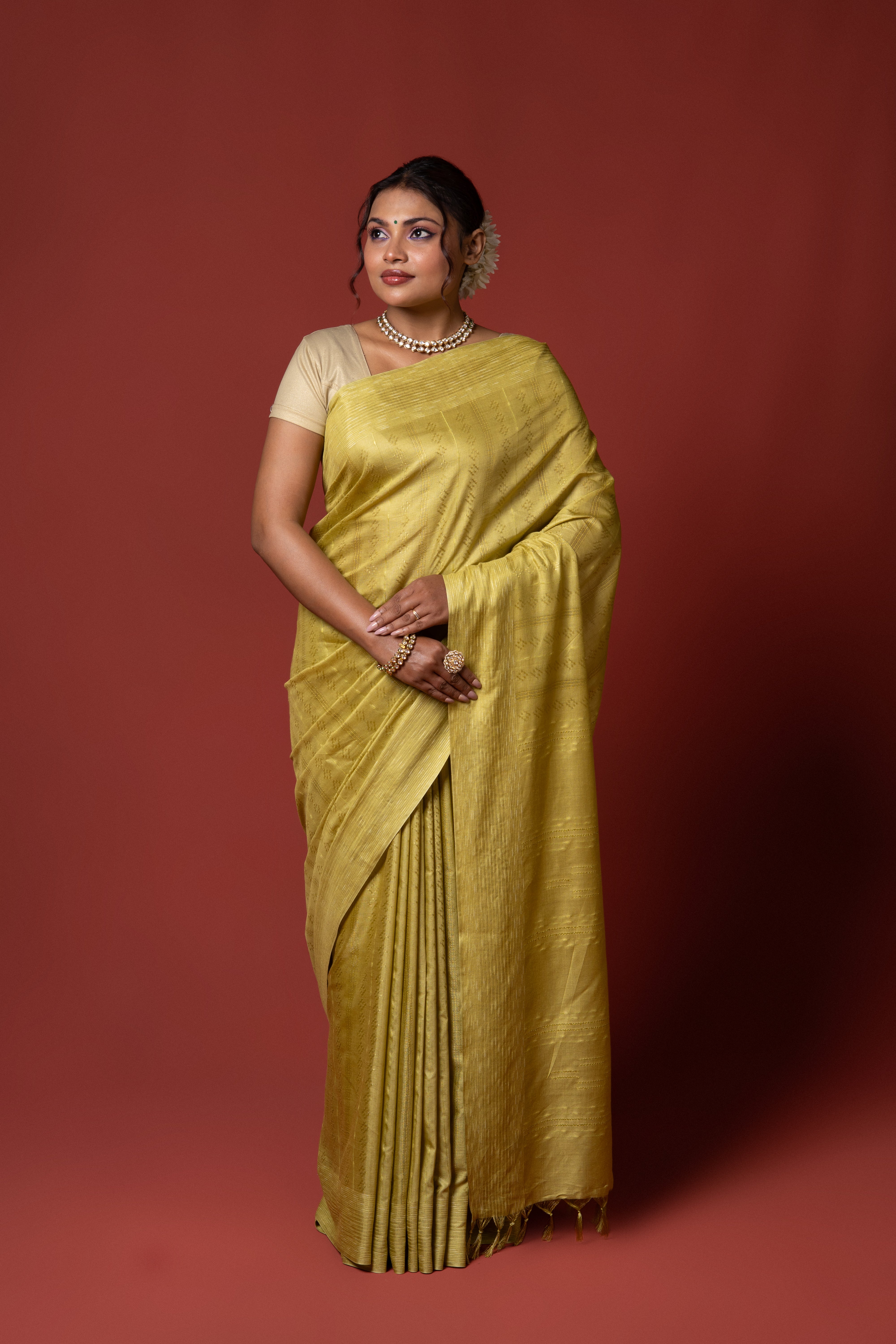 Green Tussar Silk Saree