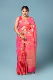 Sunset Orange Katan Silk Saree