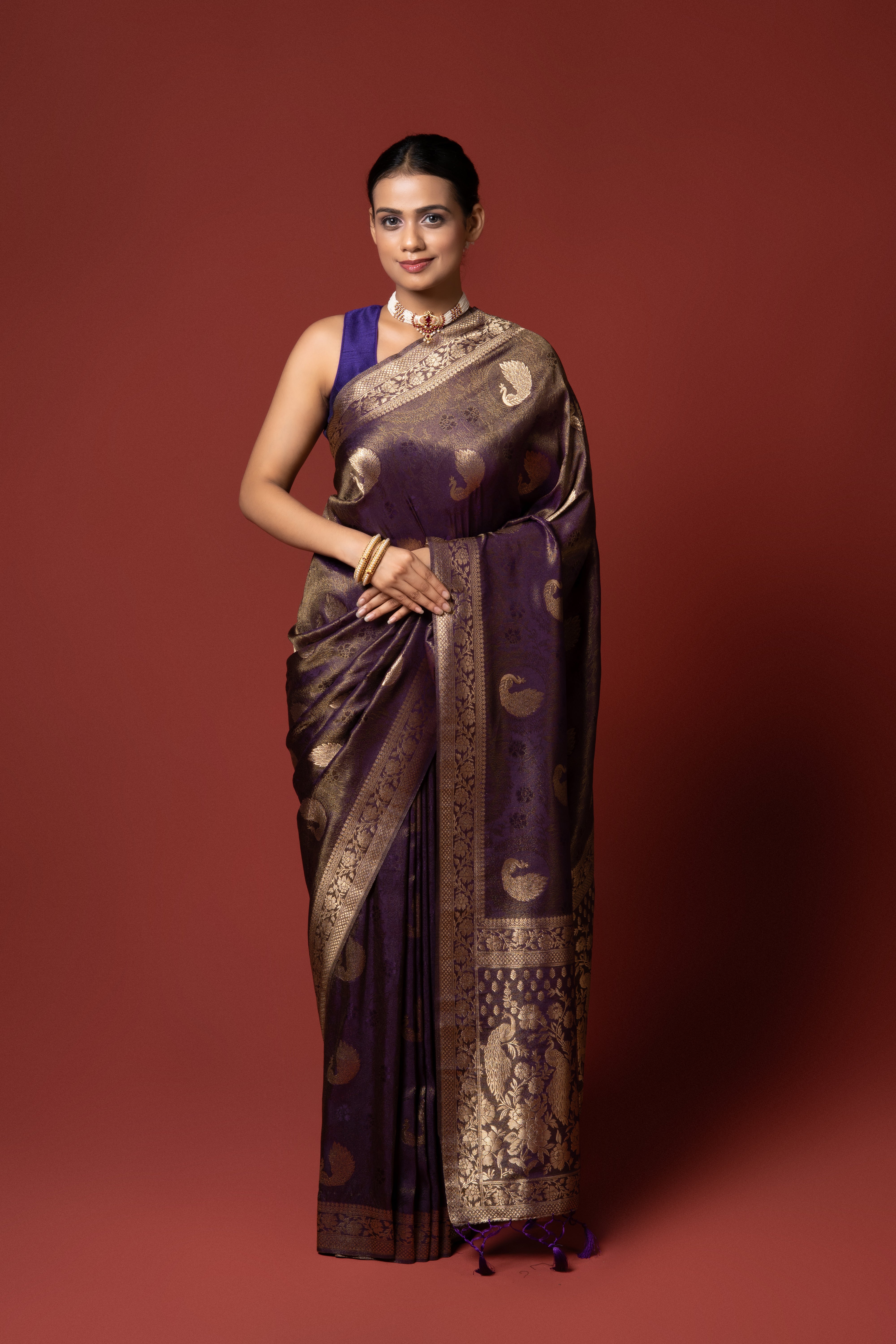 Purple Tissue Silk Saree