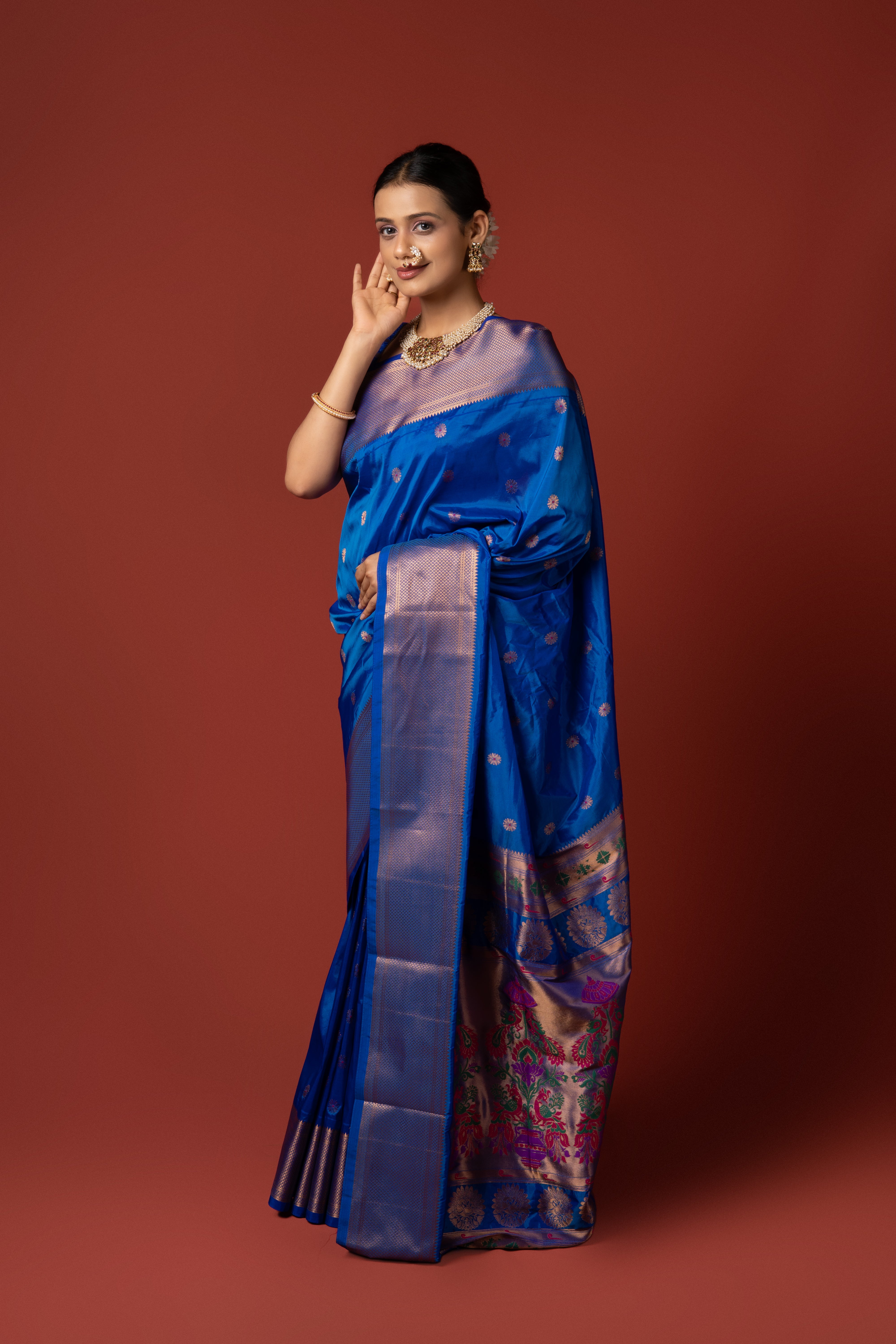 Blue Apurva Silk Paithani Saree