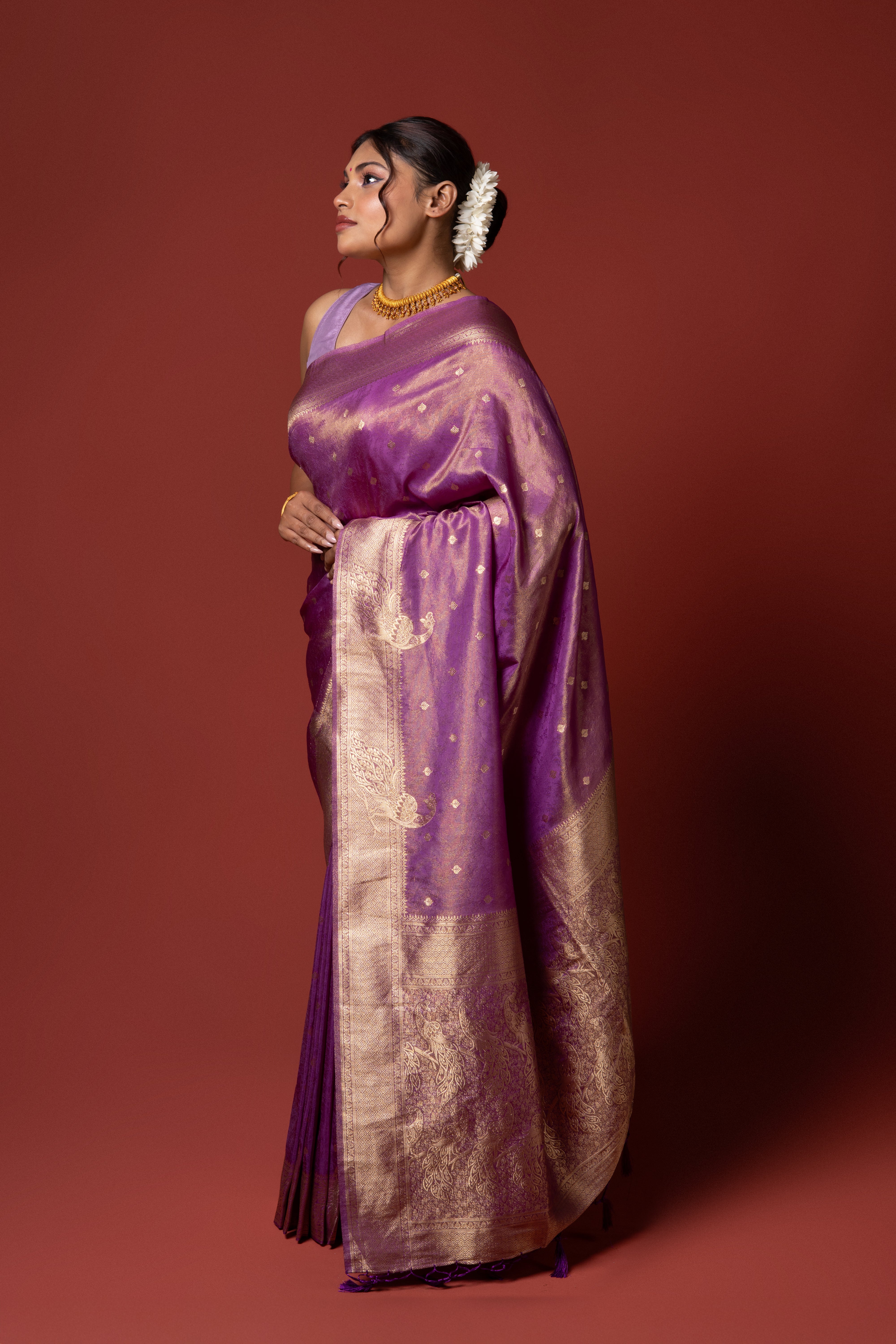Lavendar Tissue Silk Saree