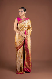 Beige Soft Silk Banarasi Saree