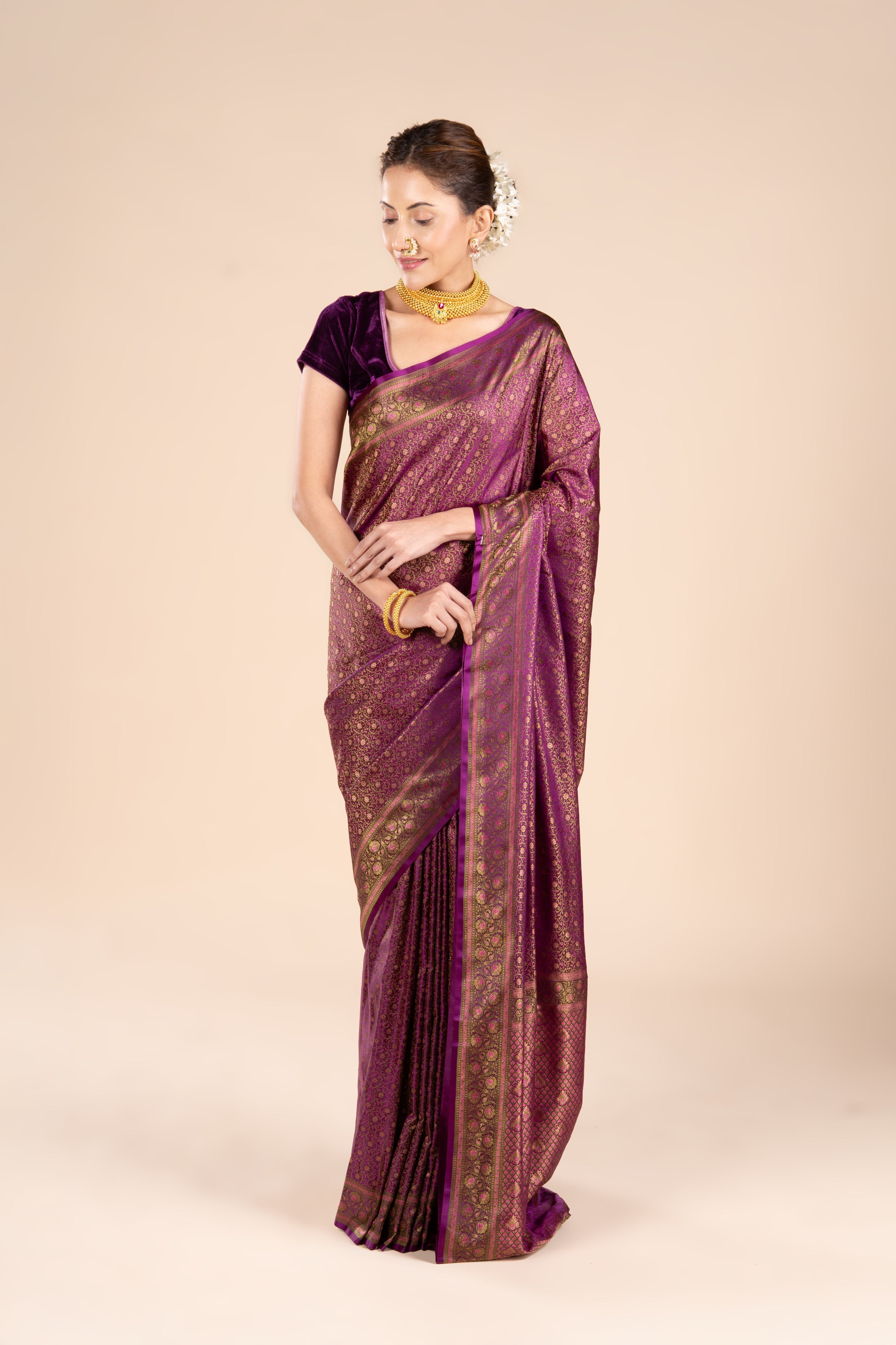 Purple Soft Silk Banarasi Saree