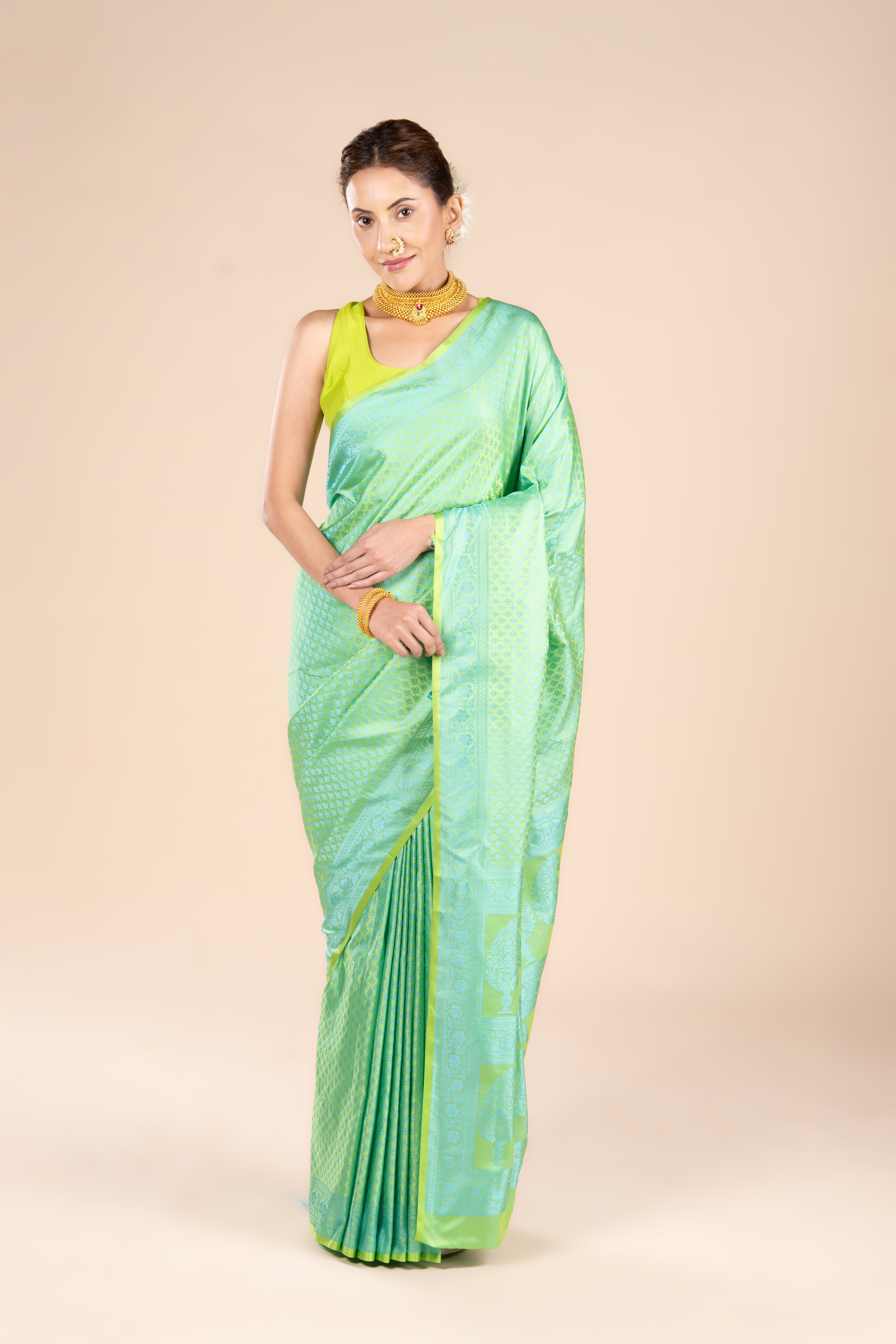 Green Soft Silk Banarasi Saree