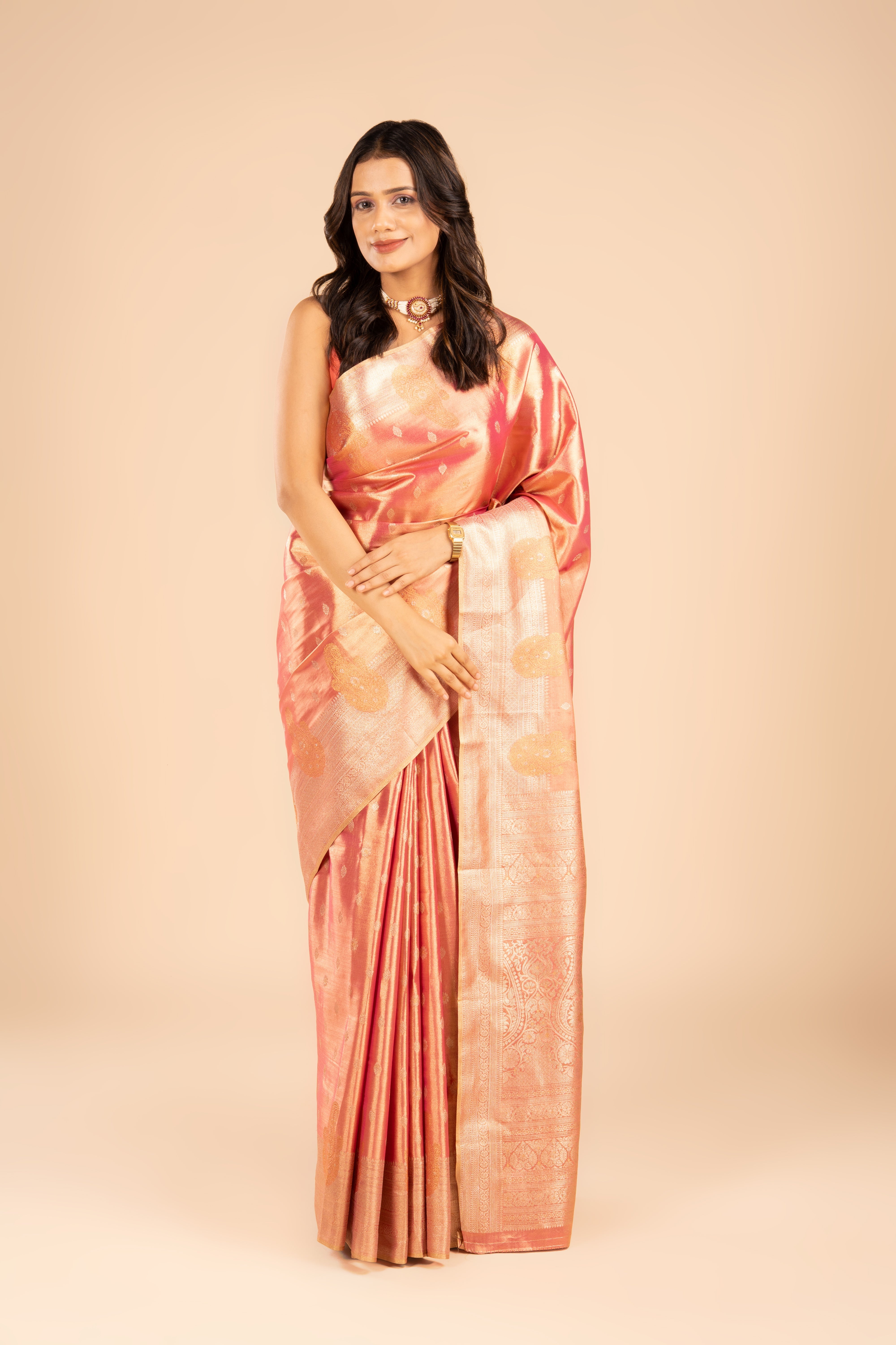 Pink Tissue Silk Saree