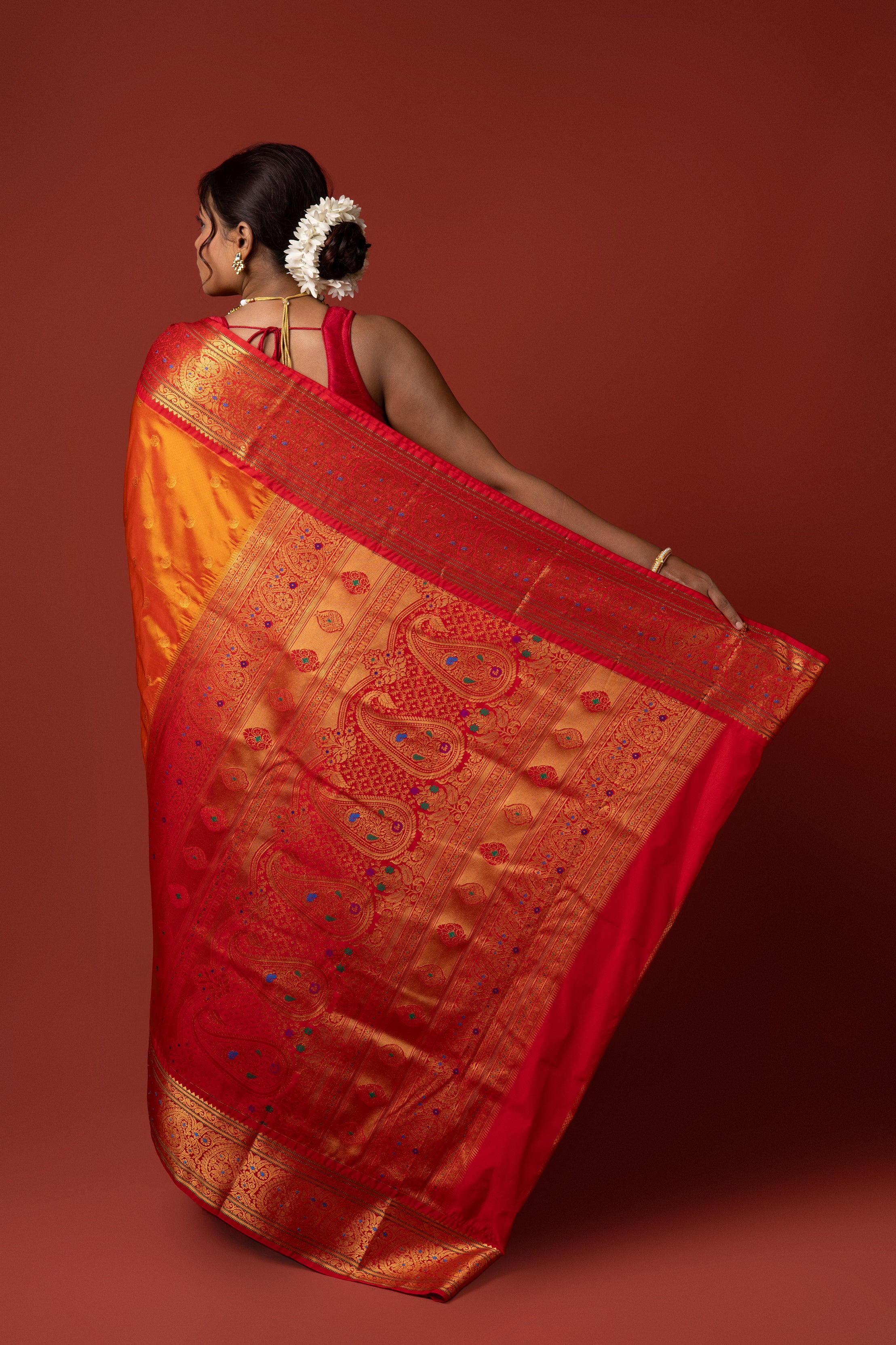 Orange Apurva Silk Paithani Saree