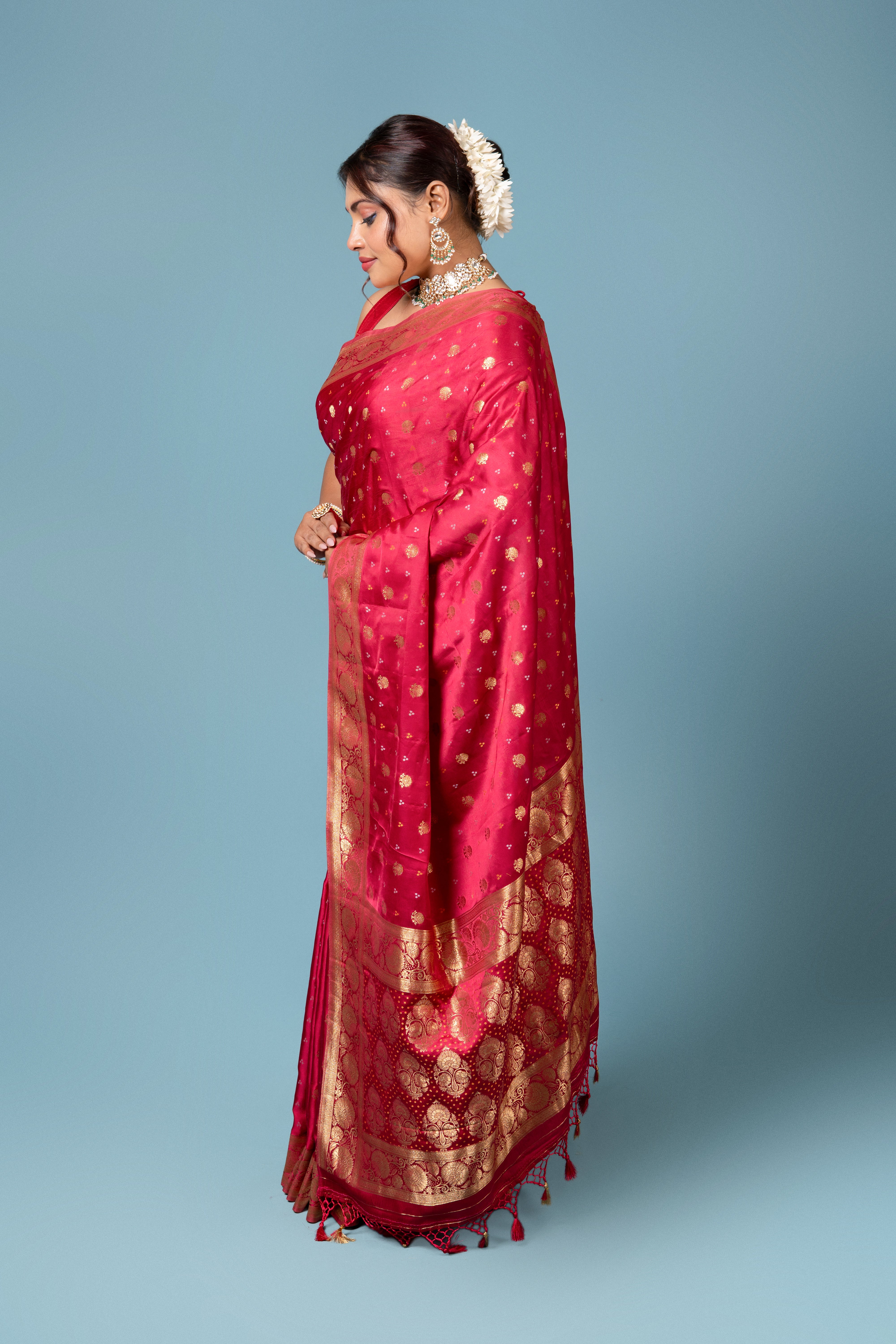 Red Katan Silk Saree