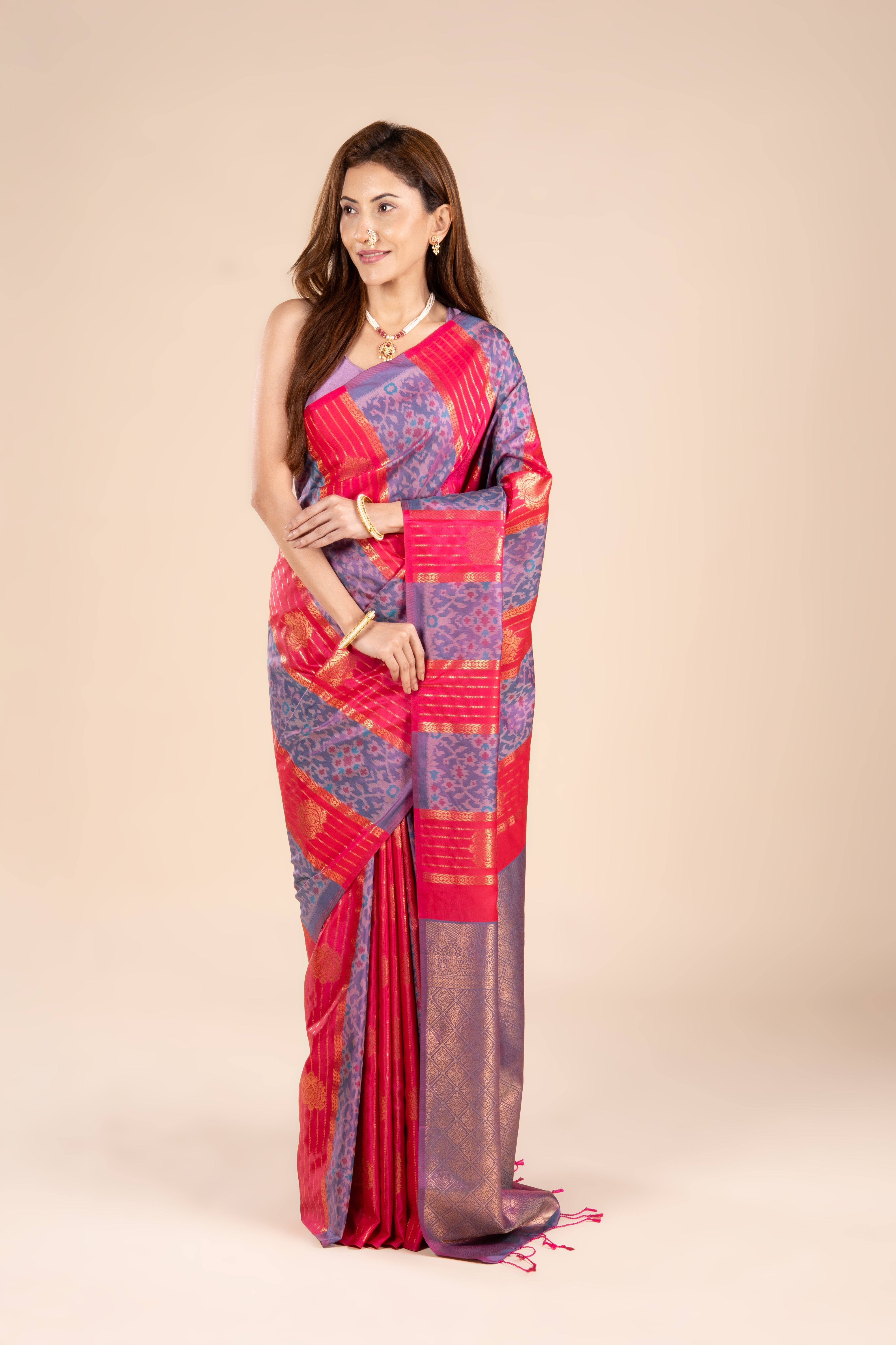 Pastel Purple Katan Silk Patola Saree