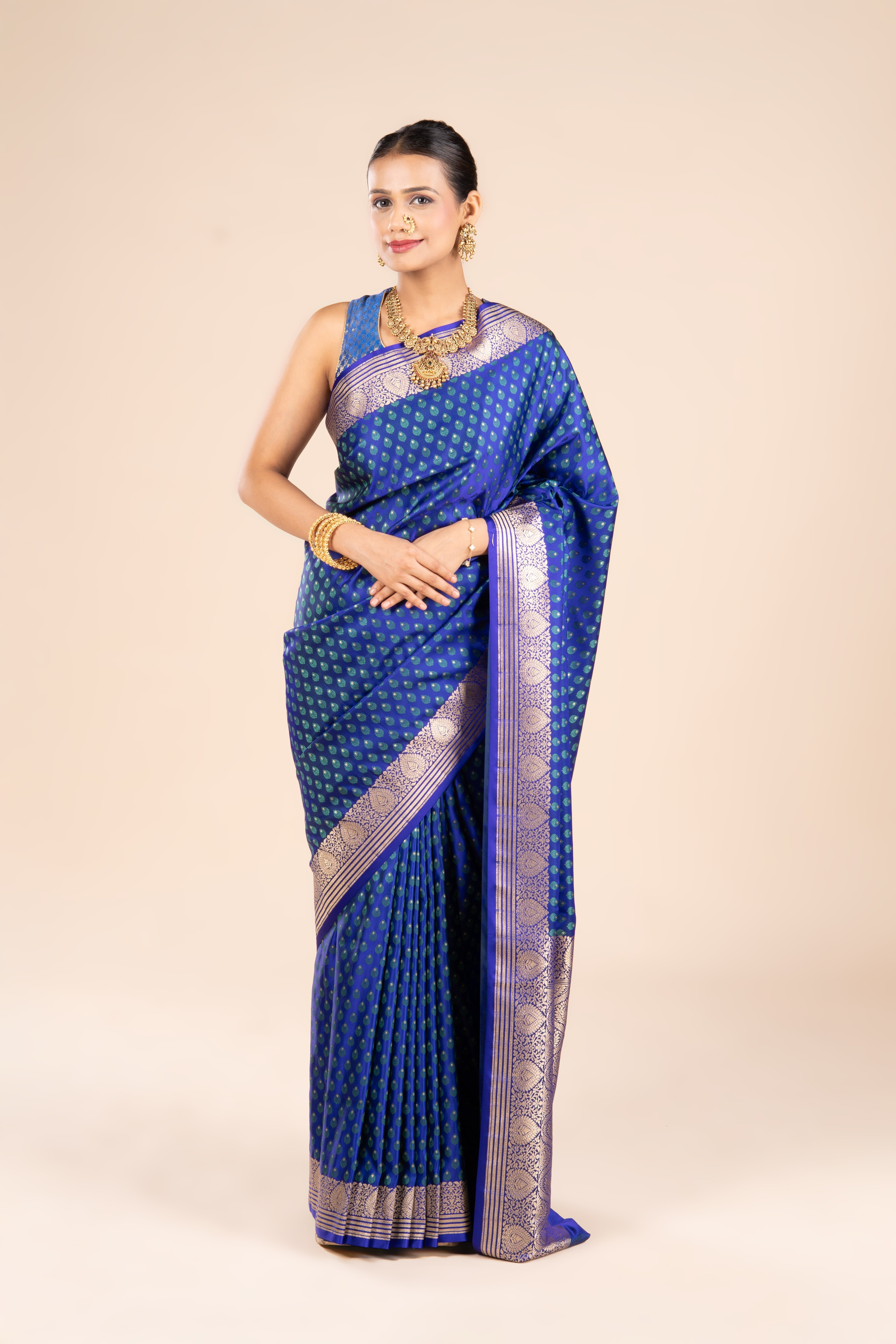 Royal Blue Soft Silk Banarasi Saree