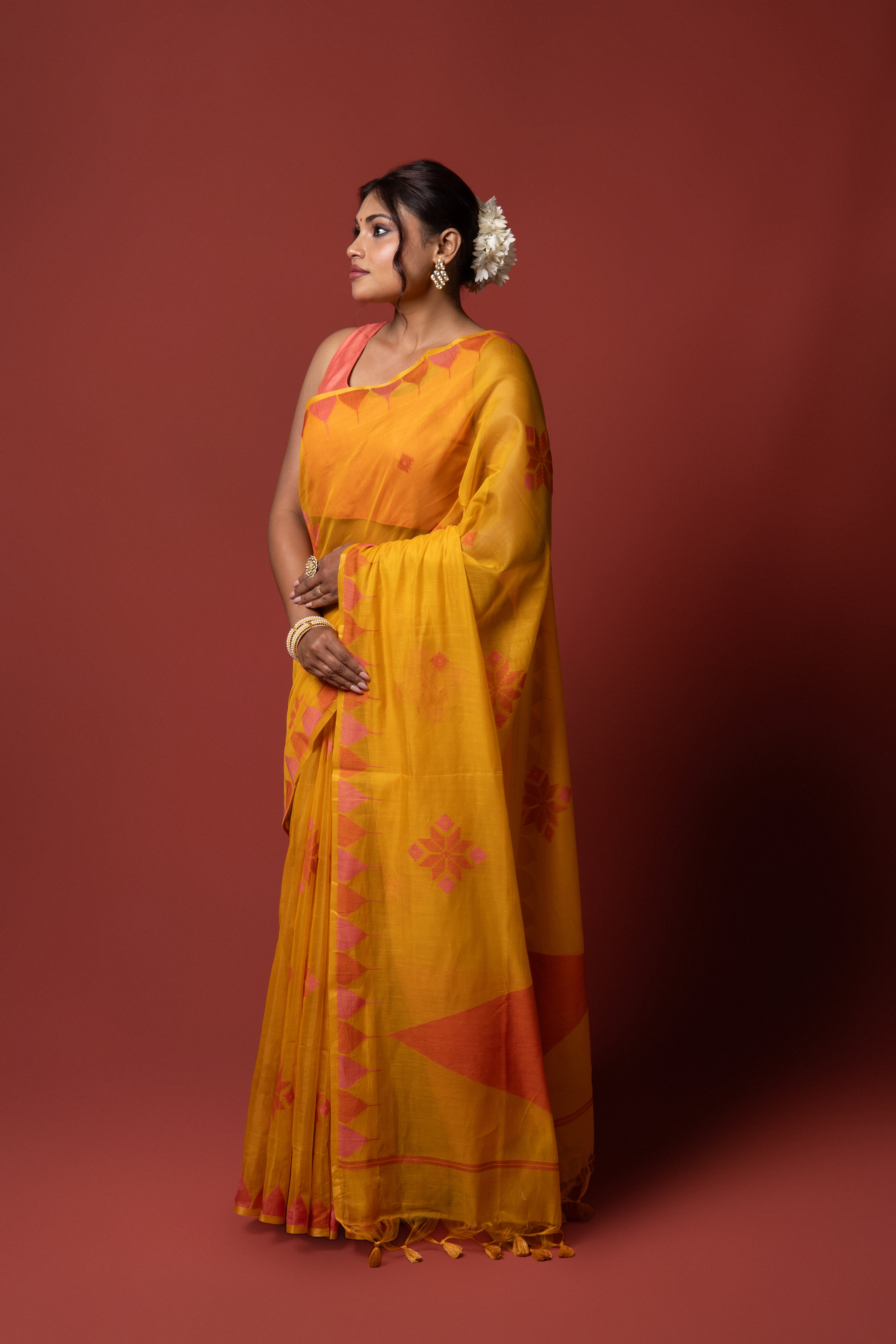 Yellow Cotton Saree