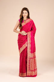 Rani Pink Soft Silk Banarasi Saree