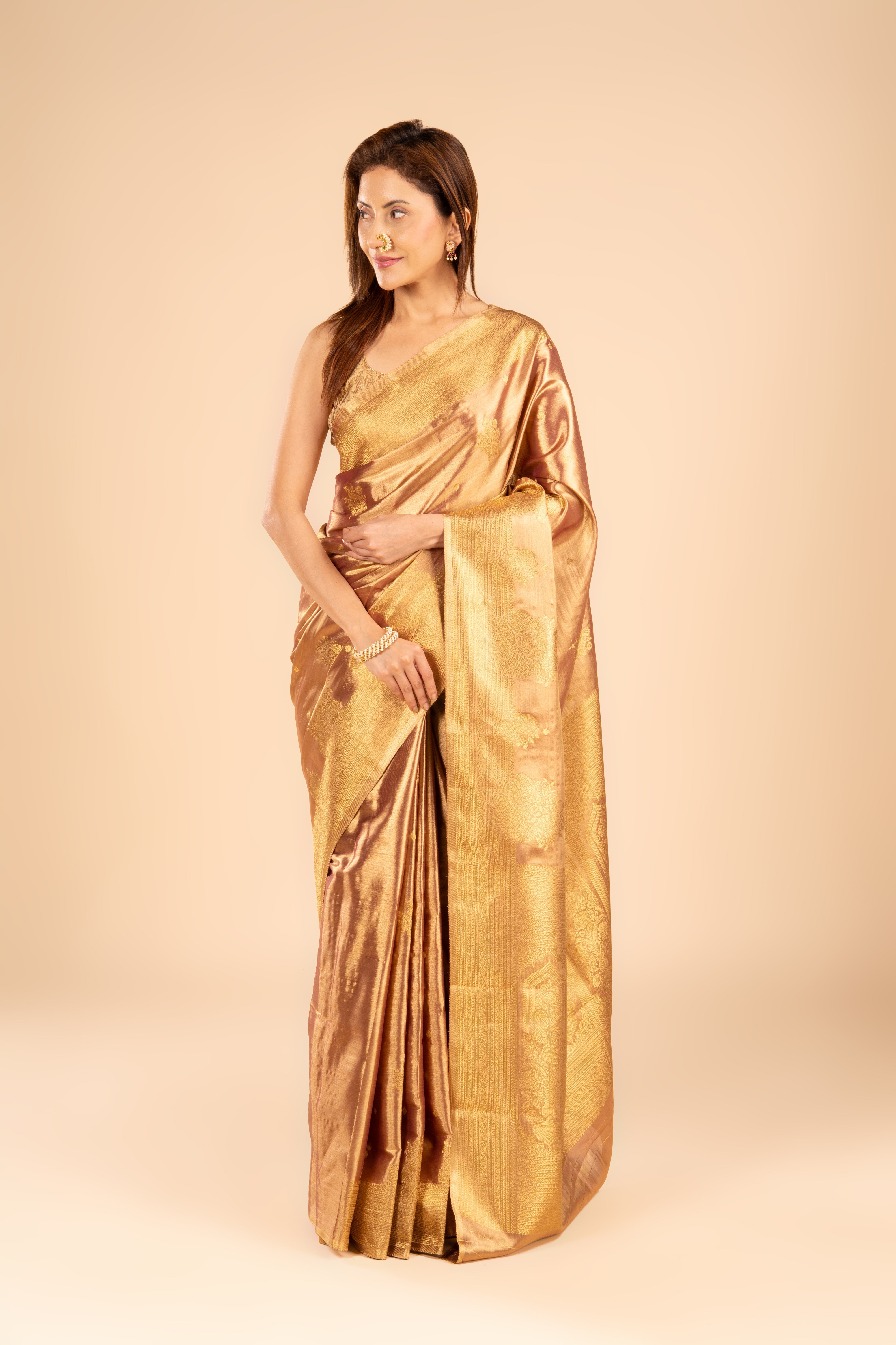 Brown Tissue Silk Saree