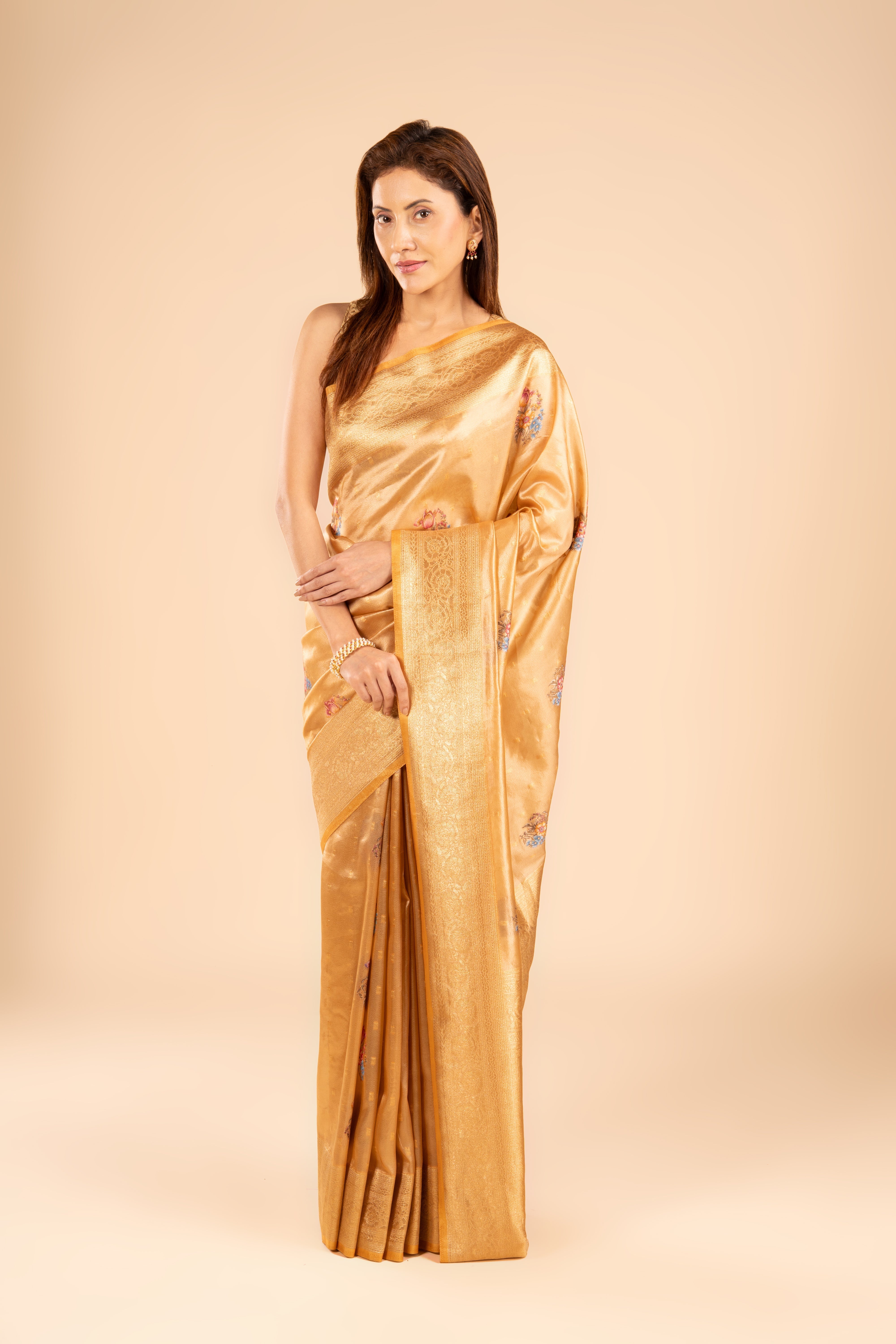 Copper Tissue Silk Saree