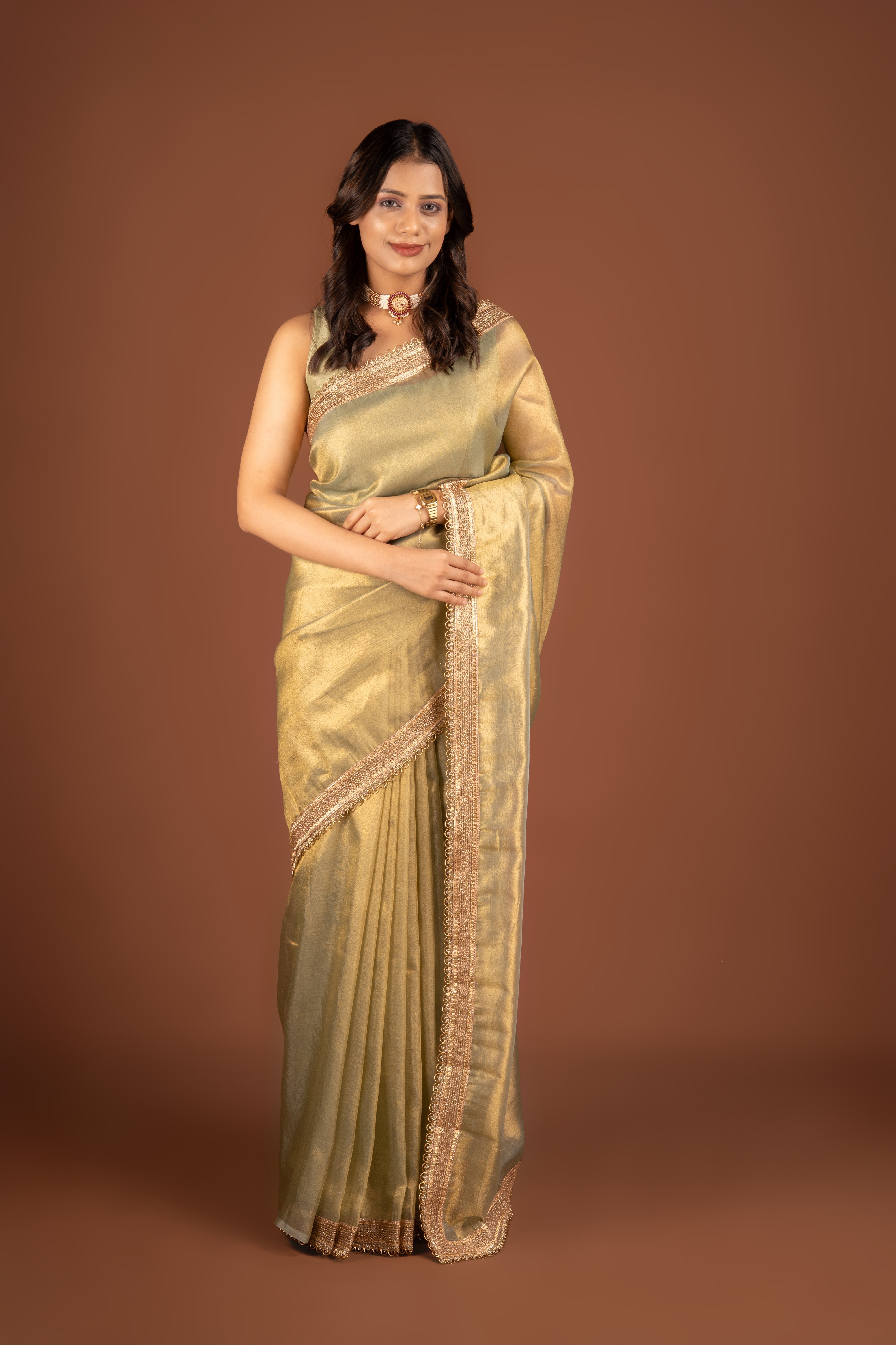 Pastel Green Tissue Silk Saree