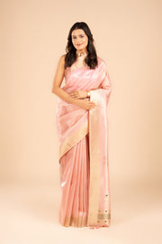 Pastel Pink Tissue Silk Saree