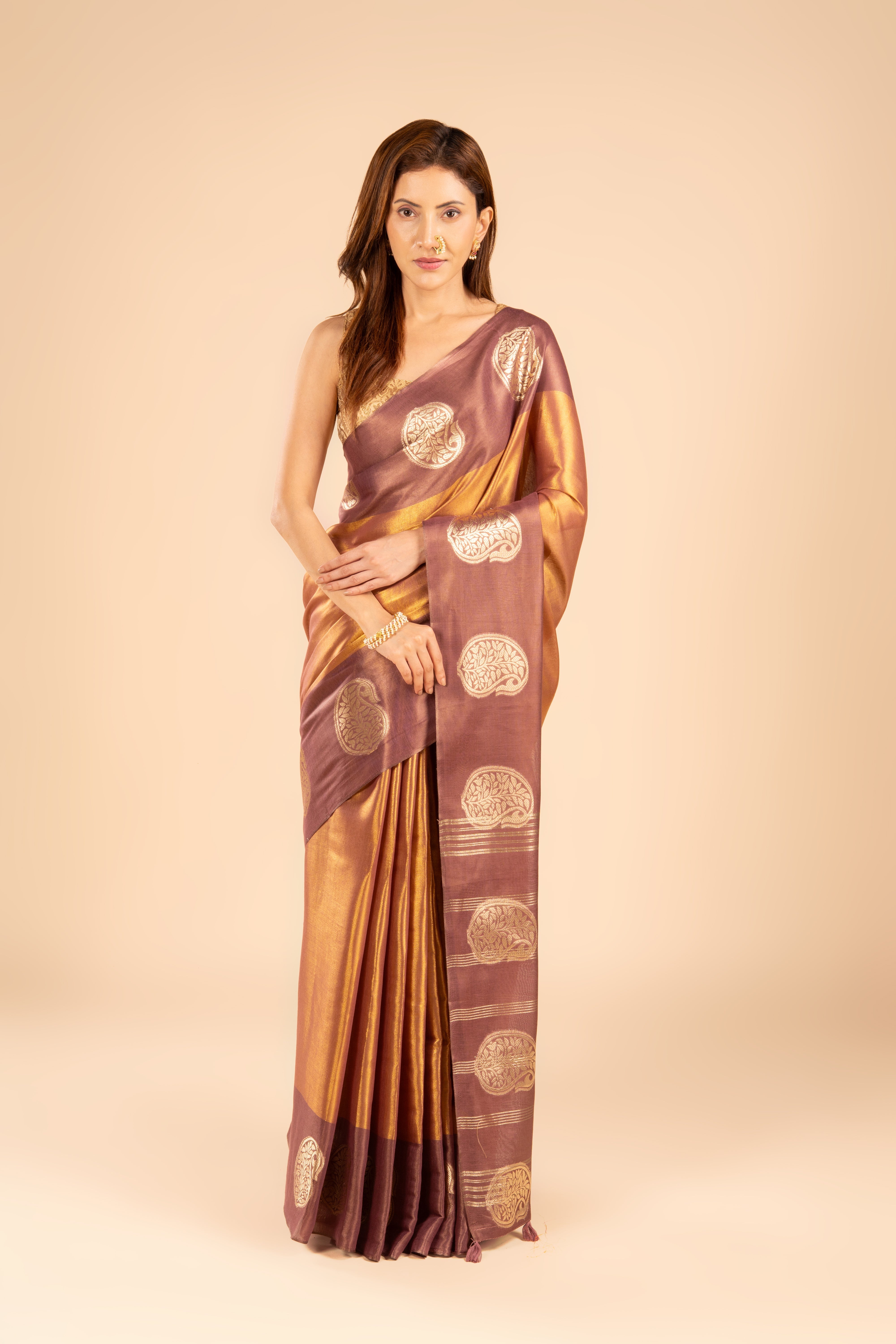 Rust Tissue Silk Saree