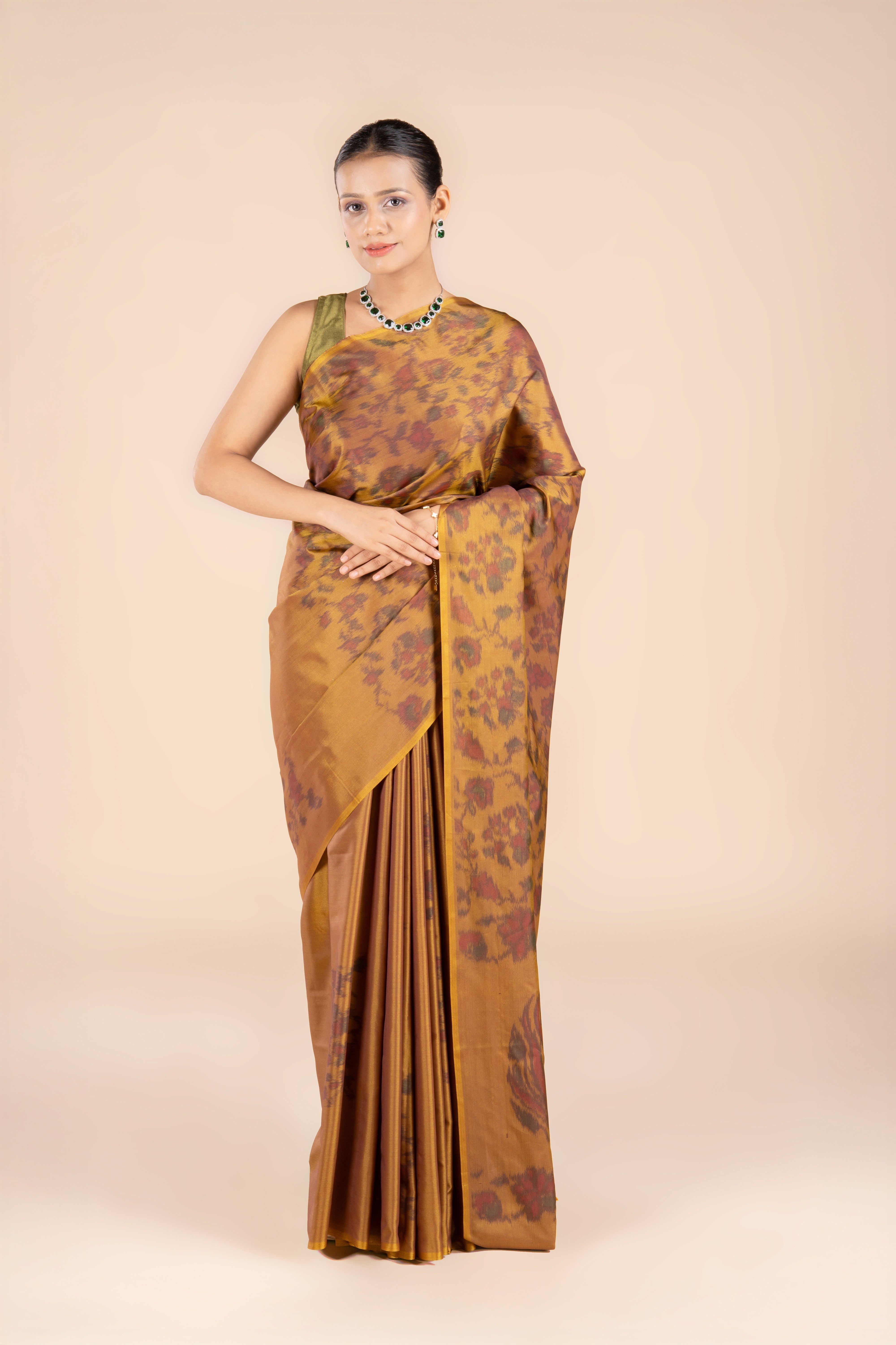 Mehndi Katan Silk Patola Saree