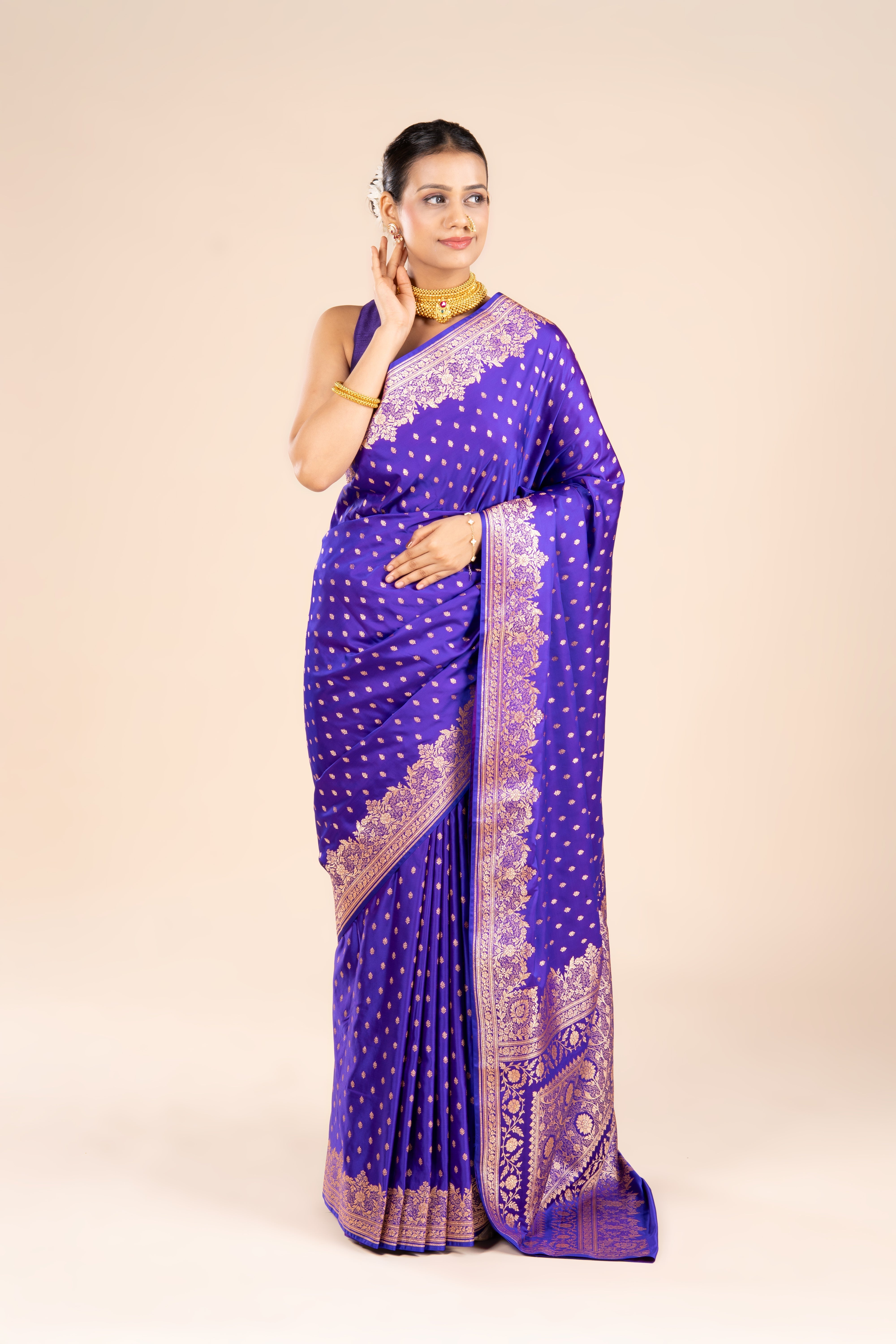 Purple Soft Silk Banarasi Saree