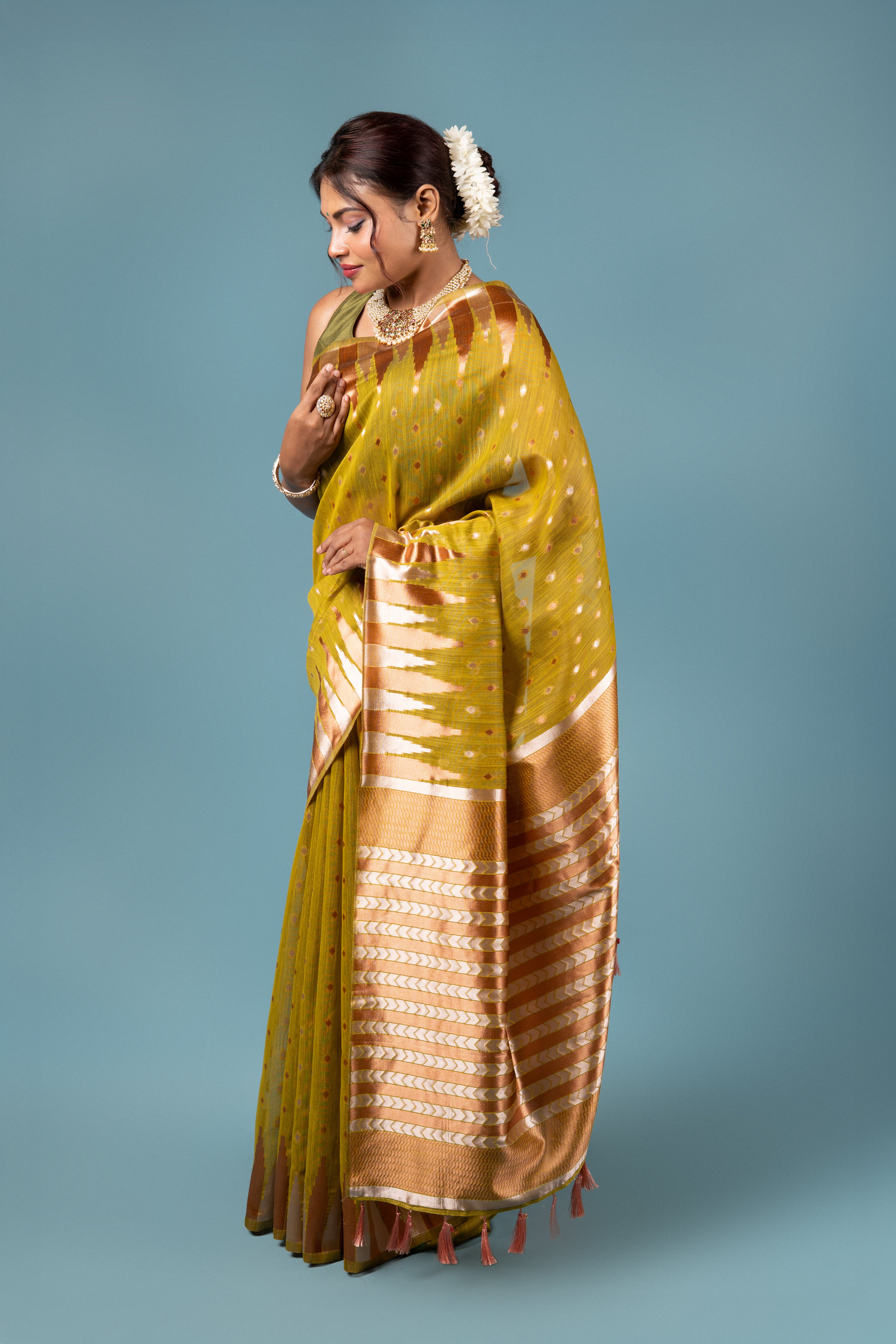 Mehndi Cotton Saree