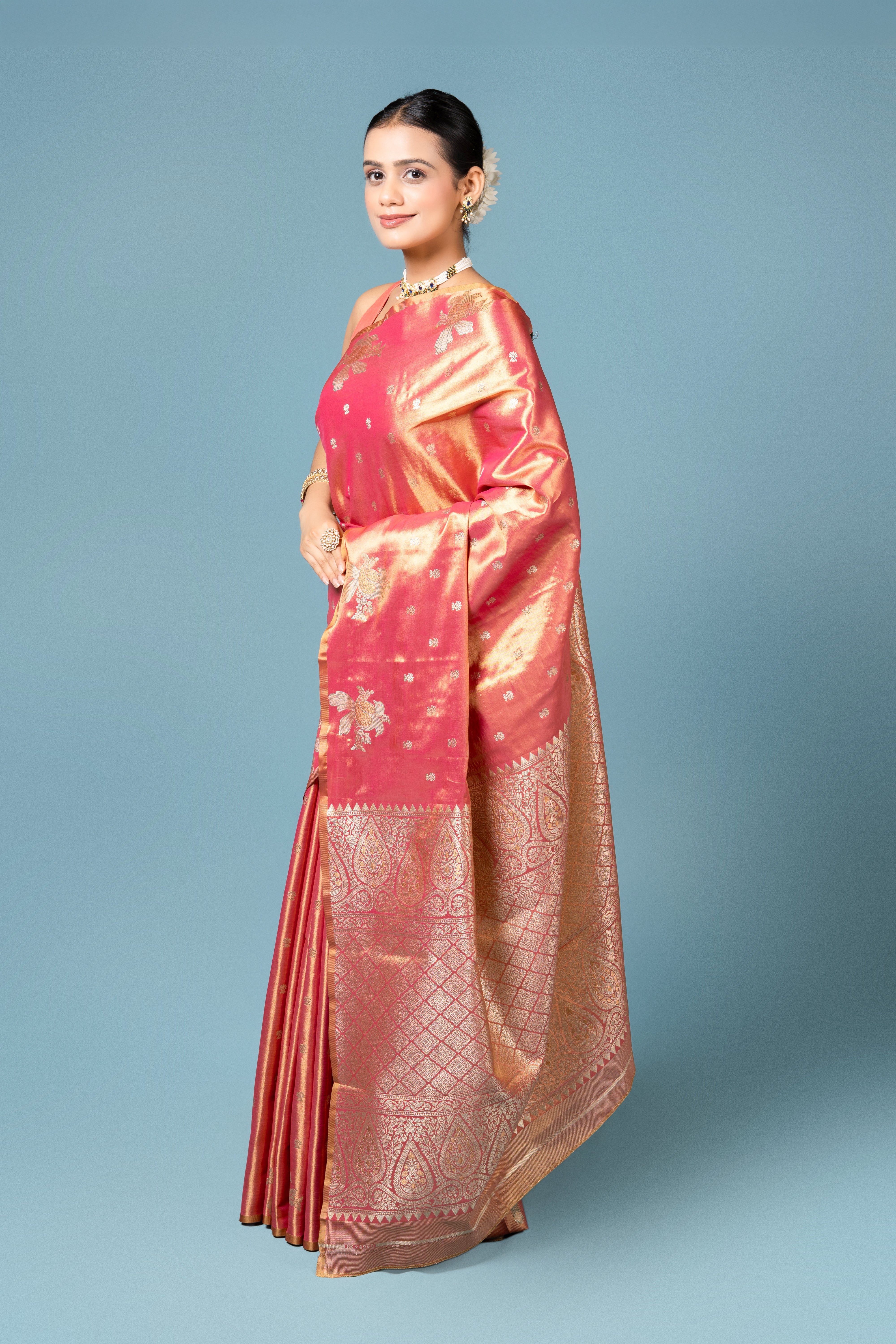 Orange Tissue Silk Saree