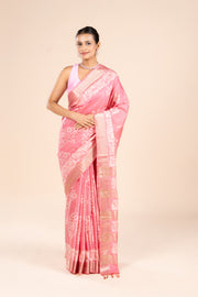 Pink Tussar Silk Saree