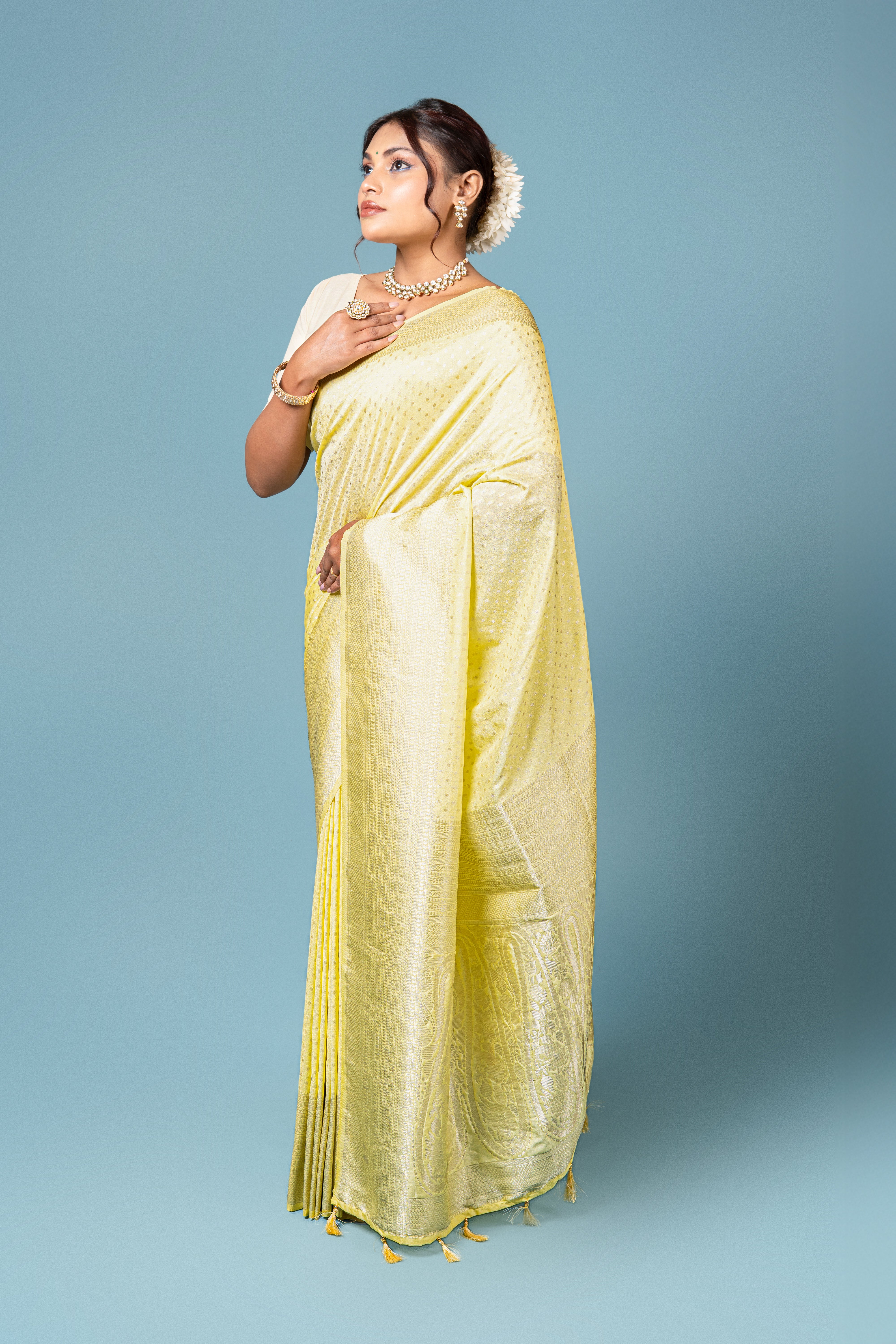 Pastel Yellow Georgette Saree