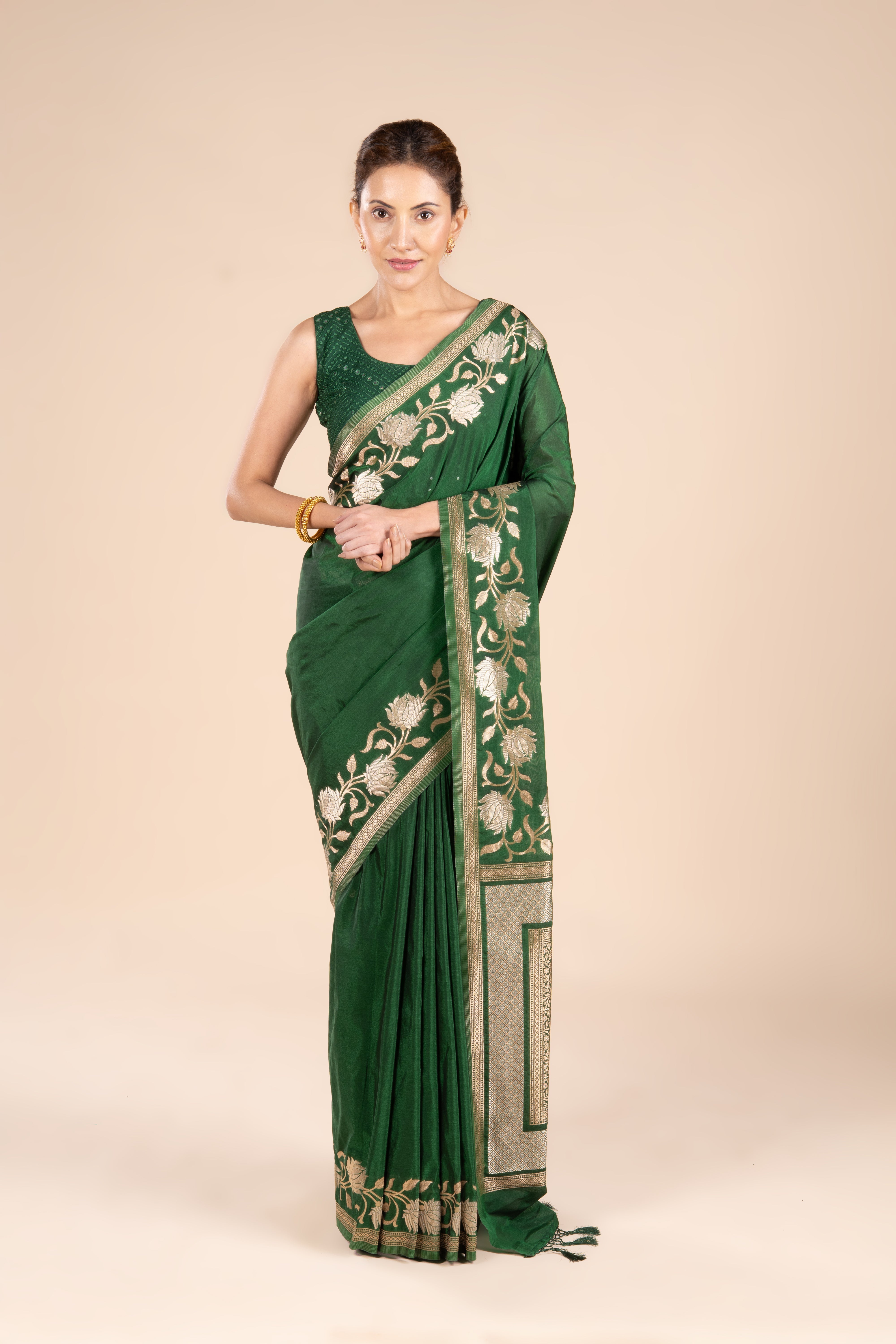 Green Katan Silk Banarasi Saree