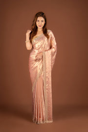 Pink Georgette Saree With Stone Work