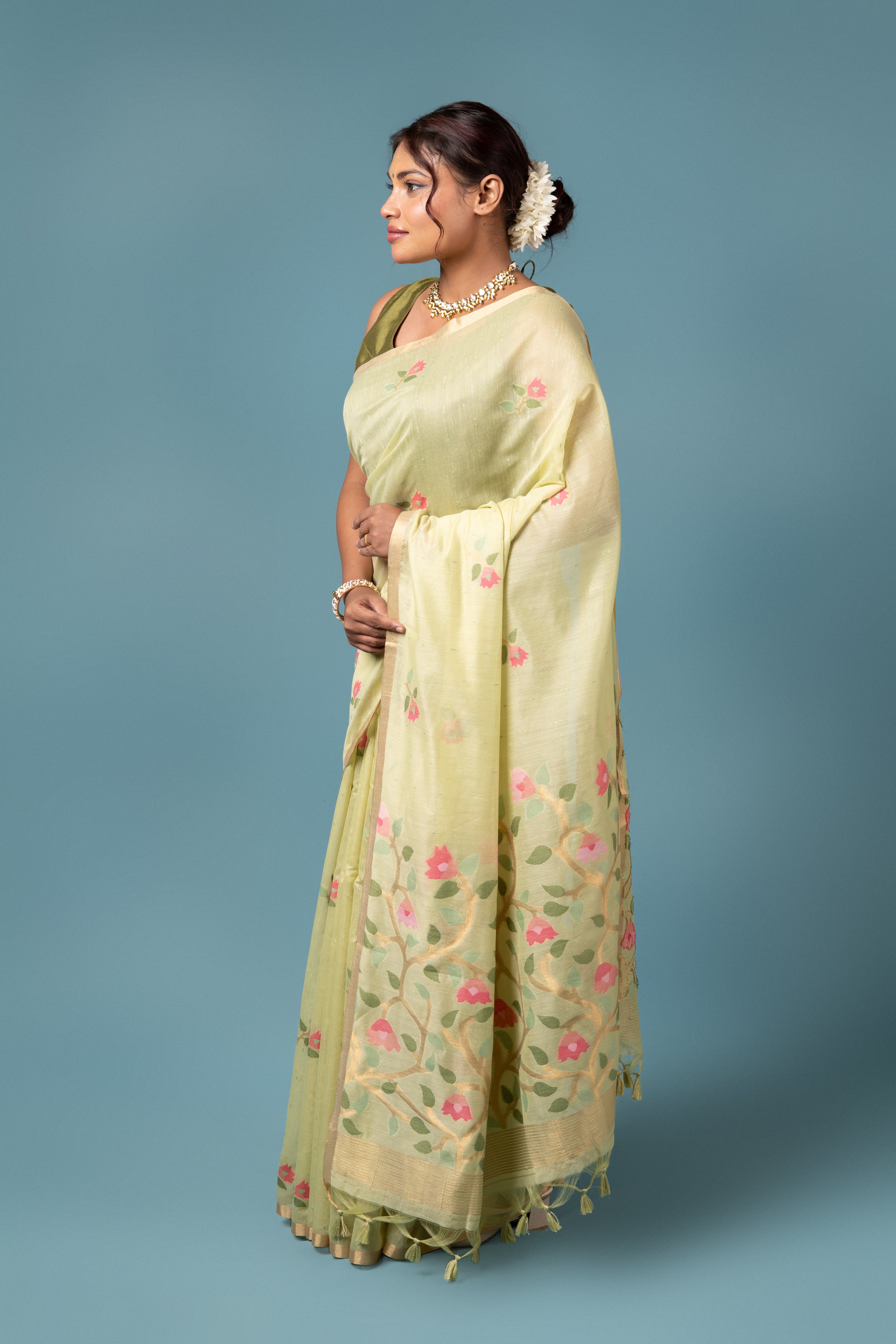 Pastel Green Cotton Saree