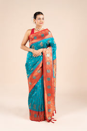 Sea Green Katan Silk Paithani Saree