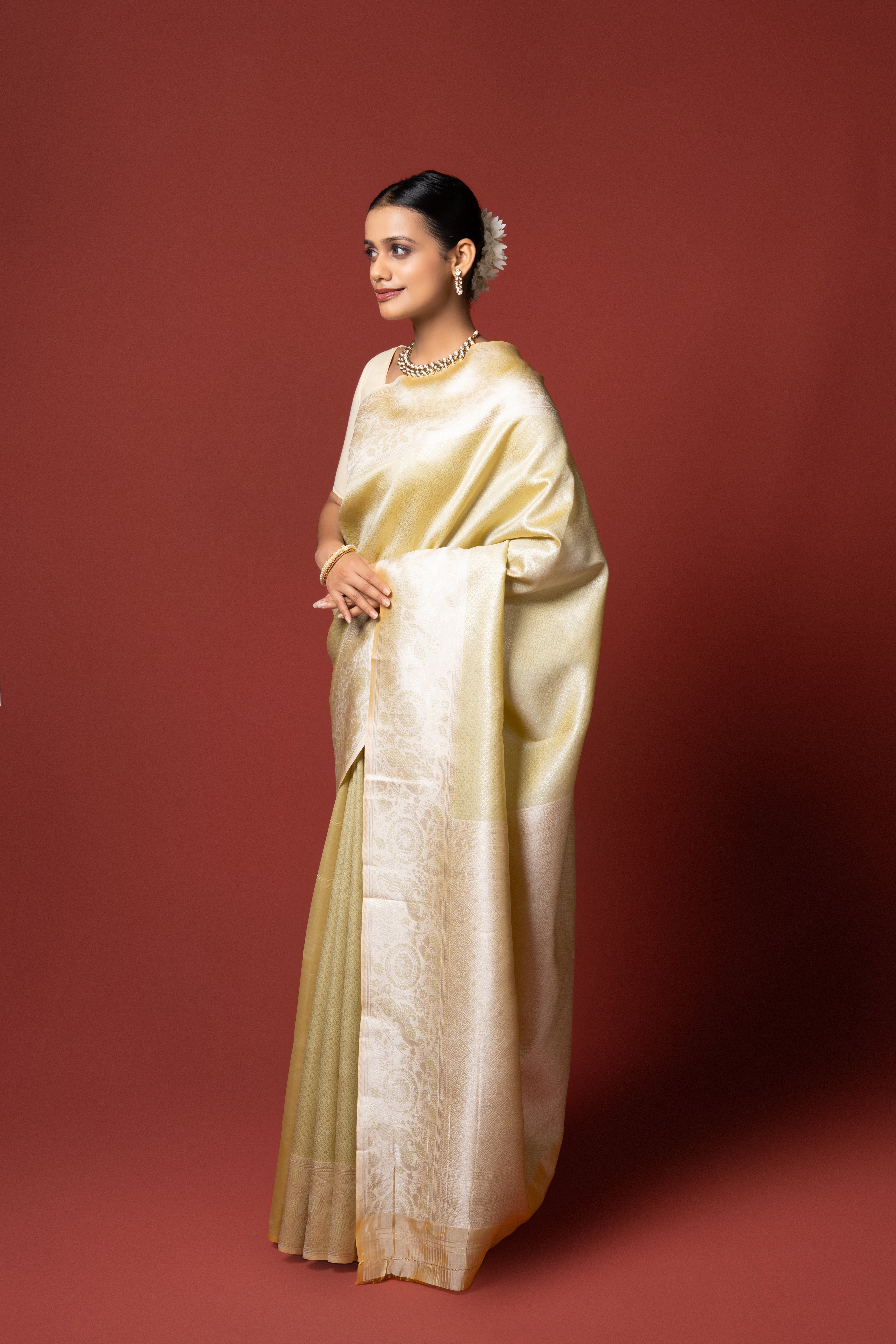Yellow Tissue Silk Saree