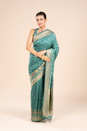 Green Dola Silk Pashmina Saree