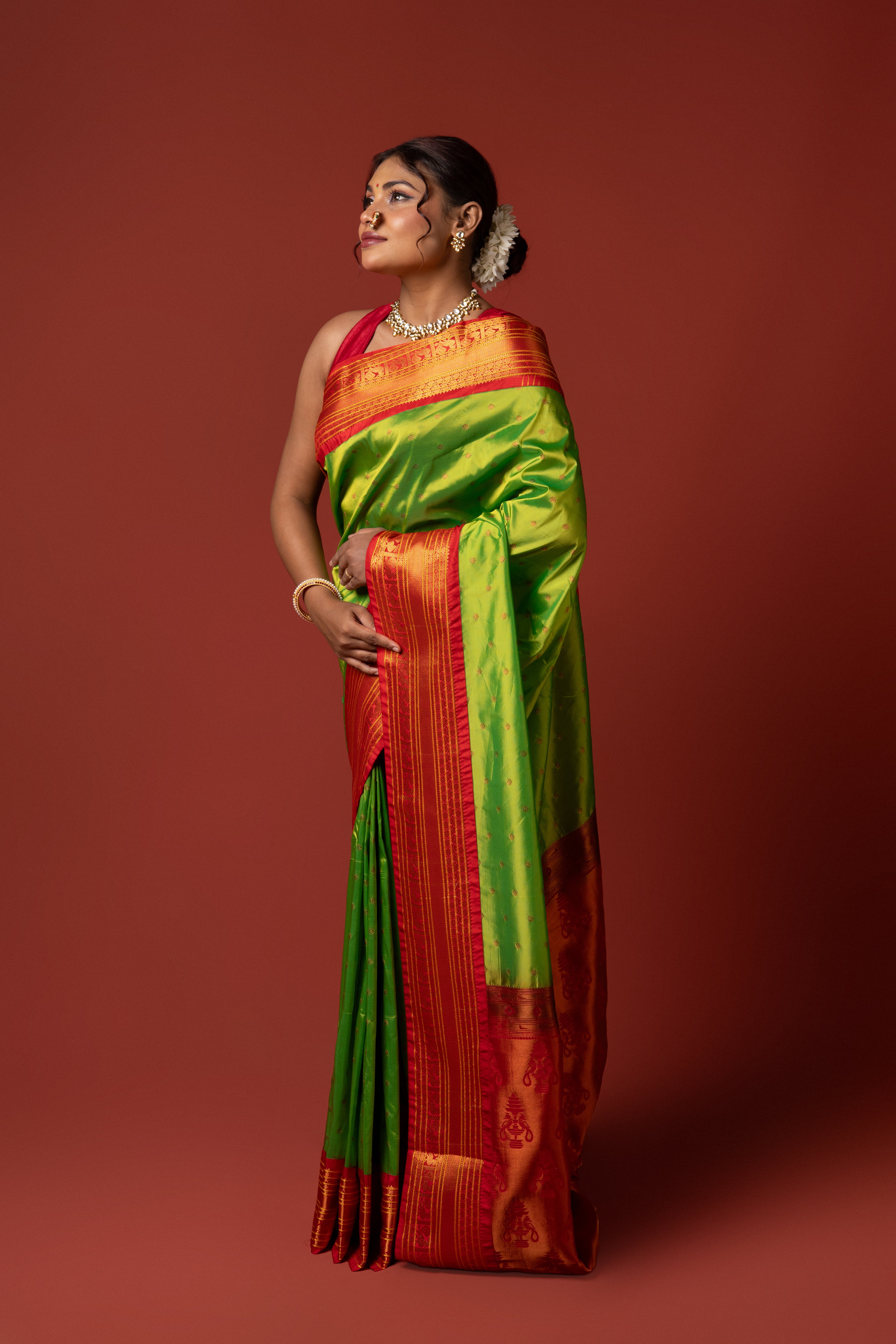Parrot Green Apurva Silk Paithani Saree
