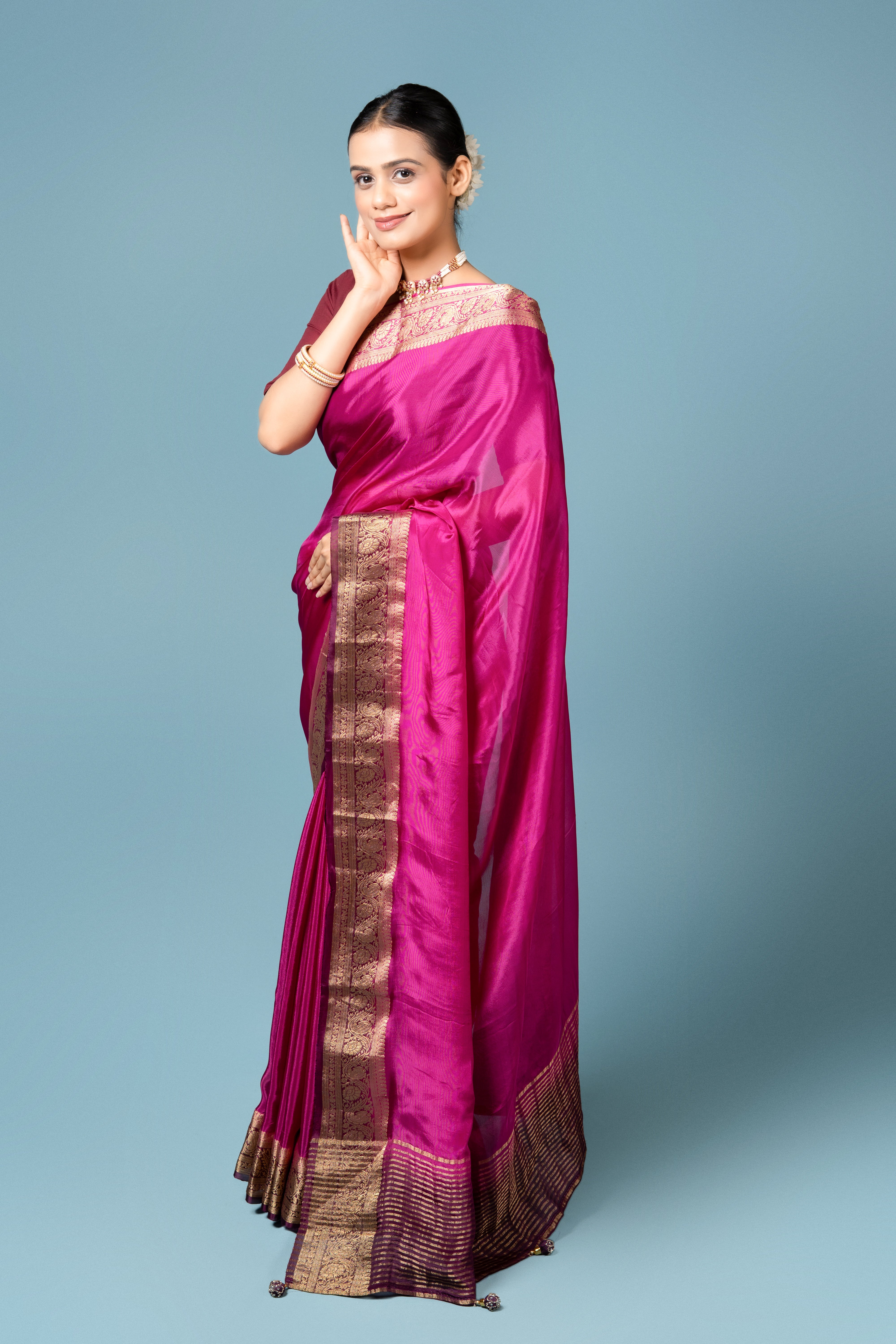 Purple Crepe Silk Saree