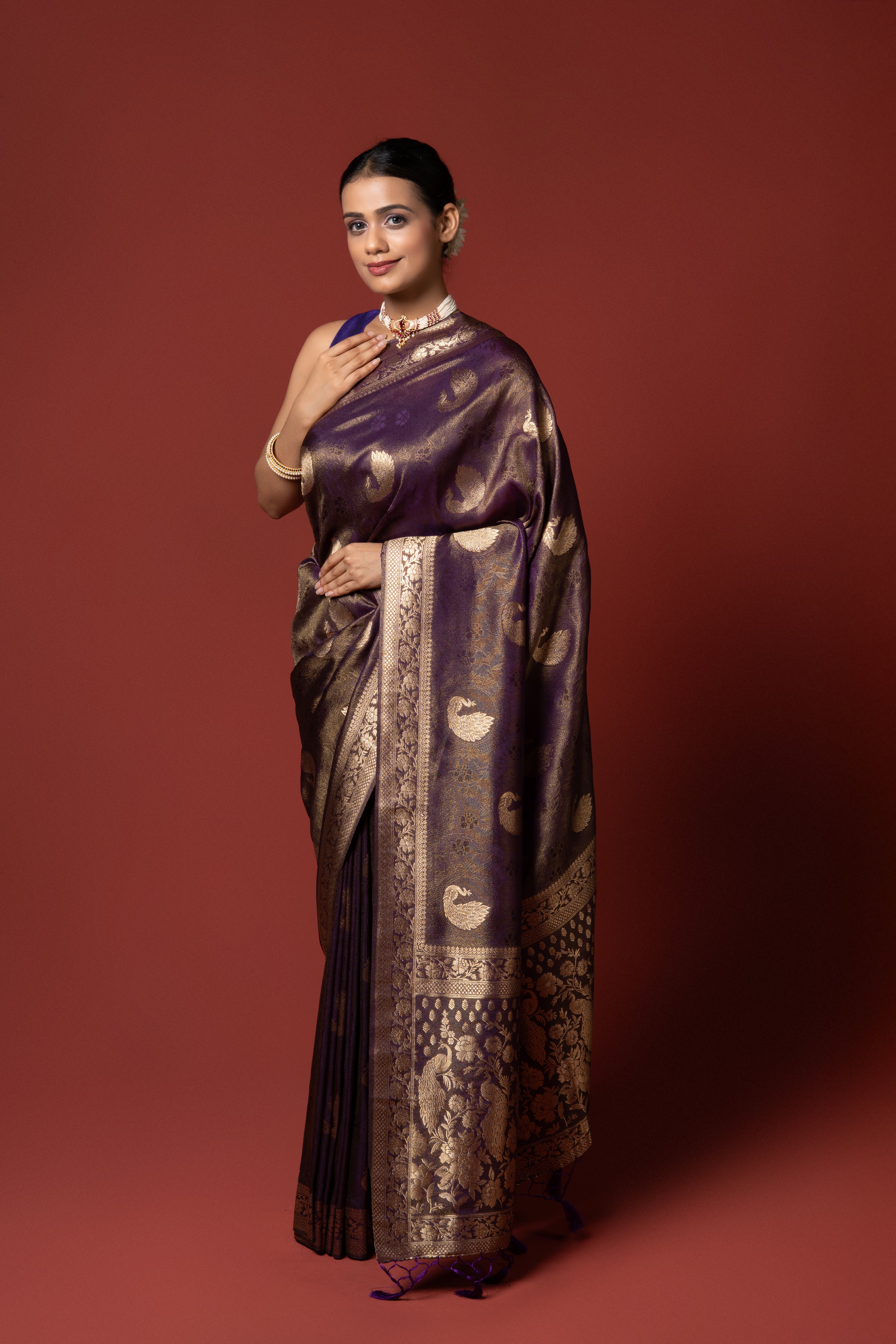 Purple Tissue Silk Saree