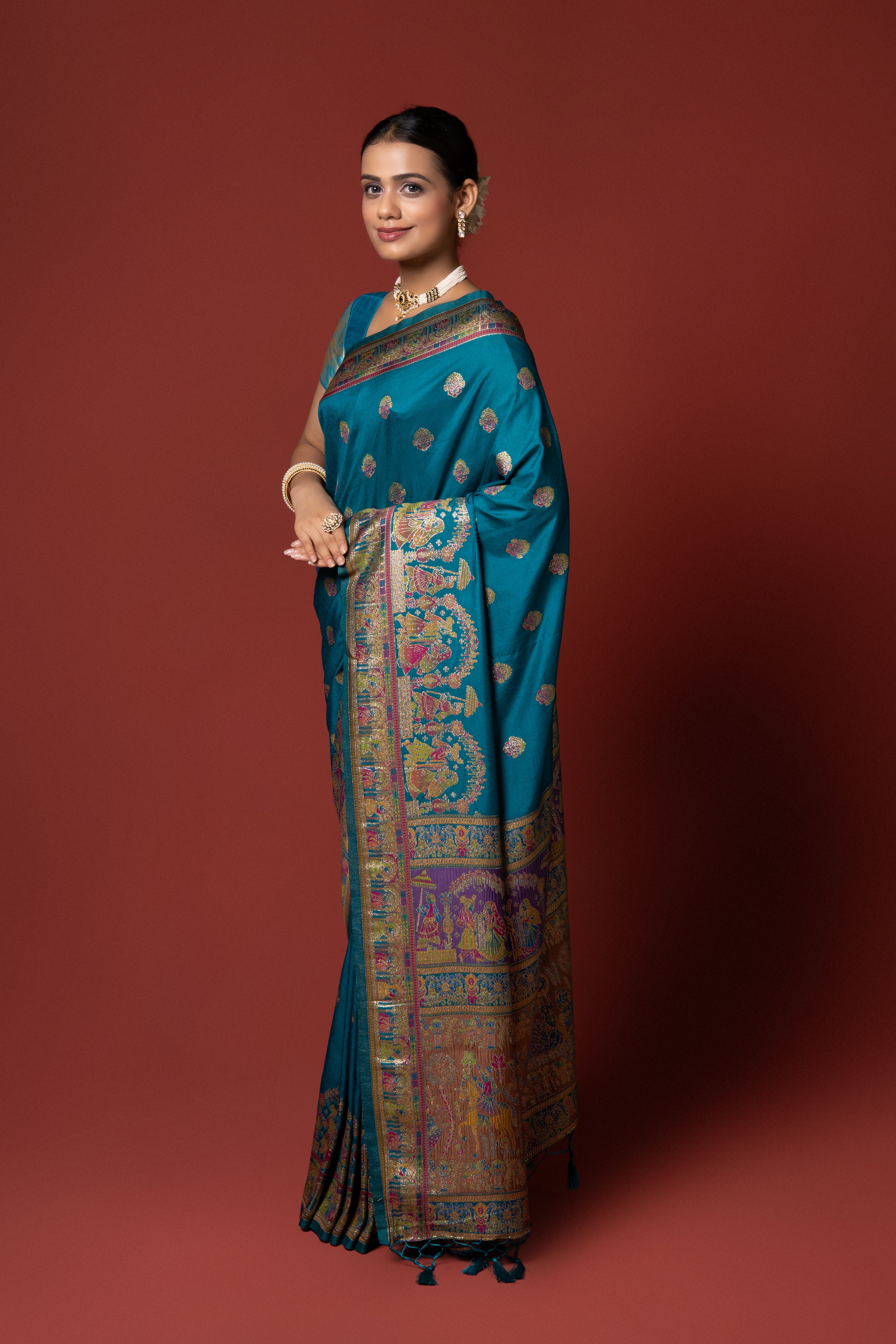 Rama Green Pashmina Saree