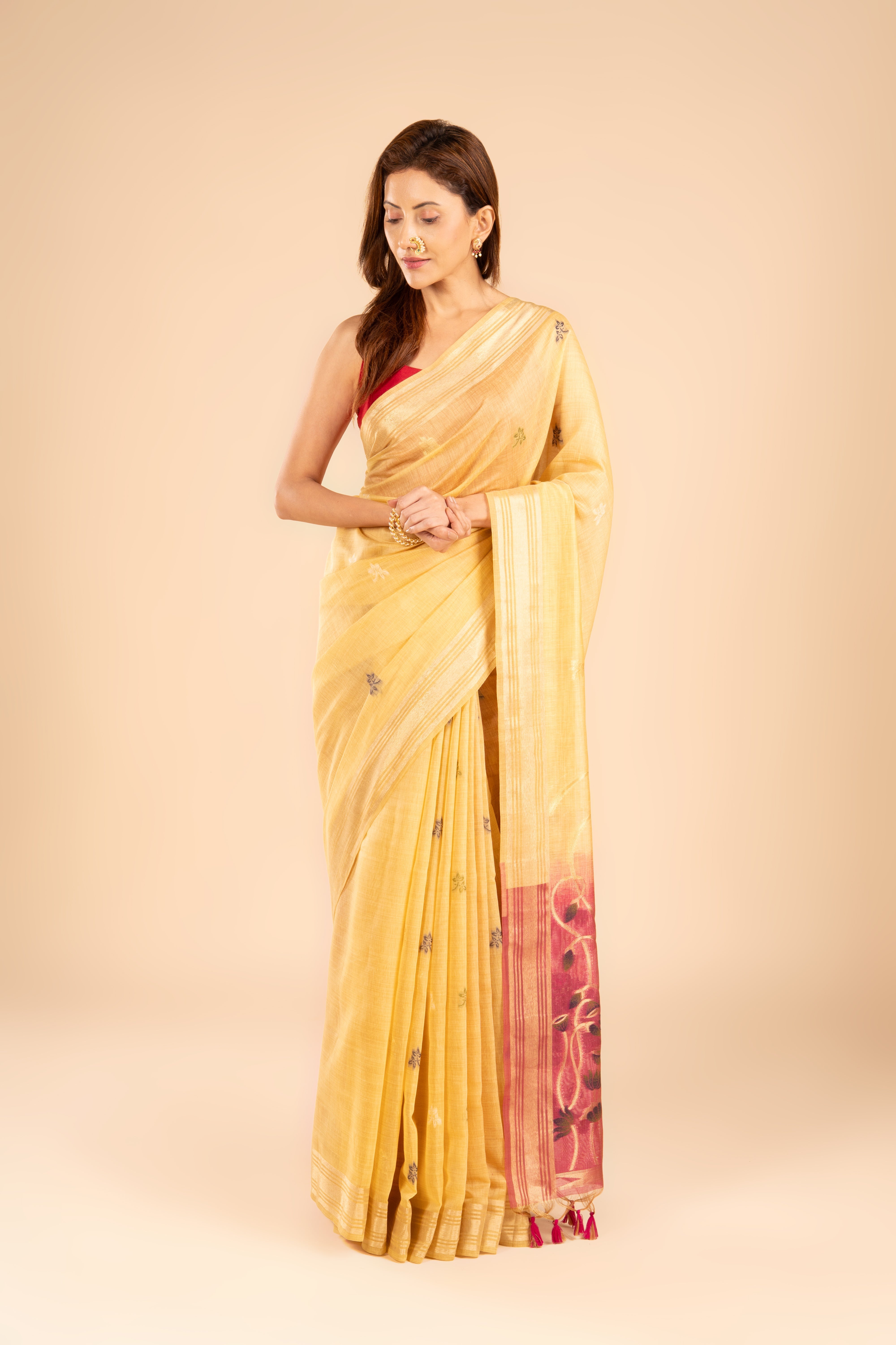 Yellow Cotton Saree