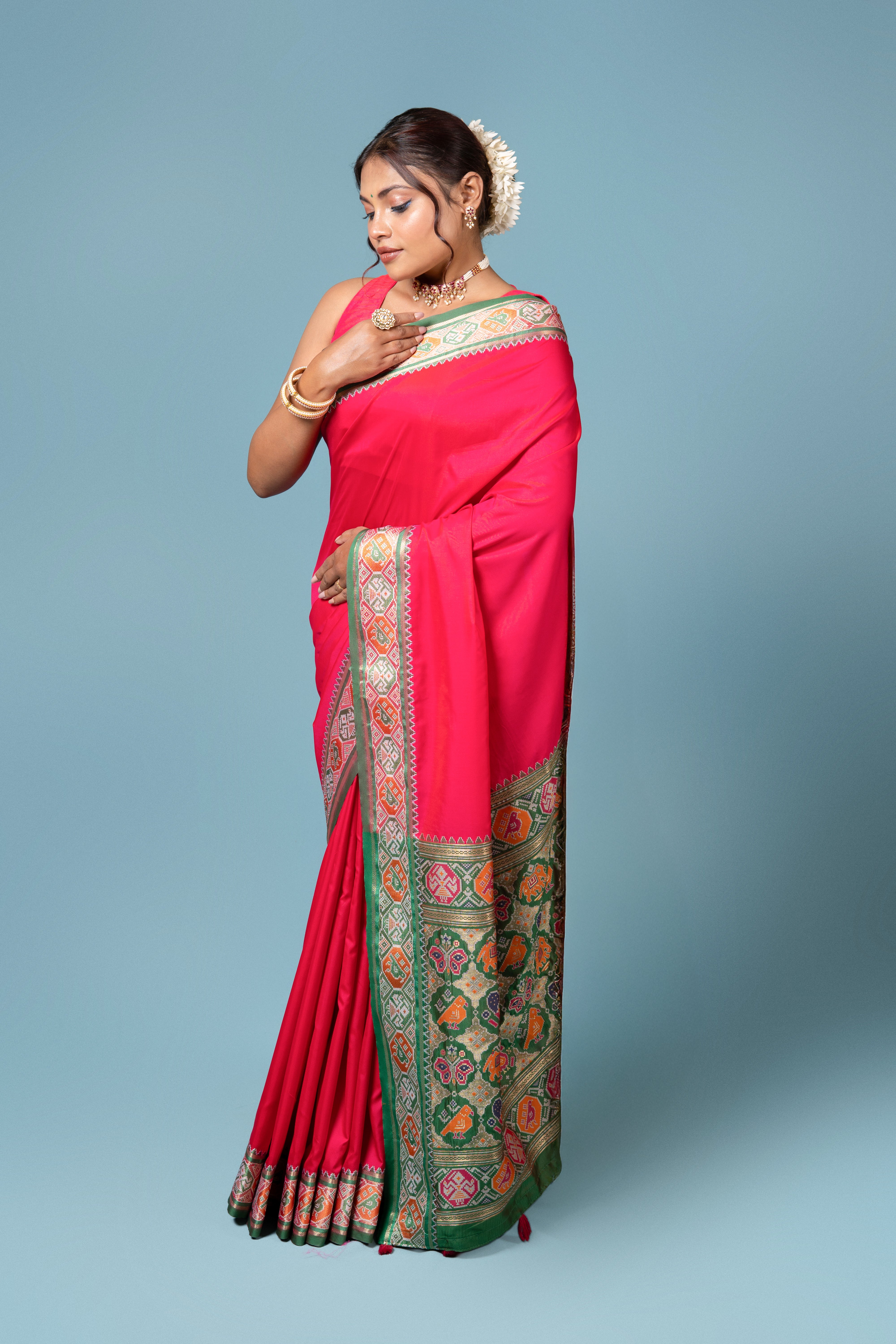 Dark Pink Katan Silk Banarasi Saree