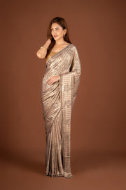 Bronze Crepe Saree with Stonework