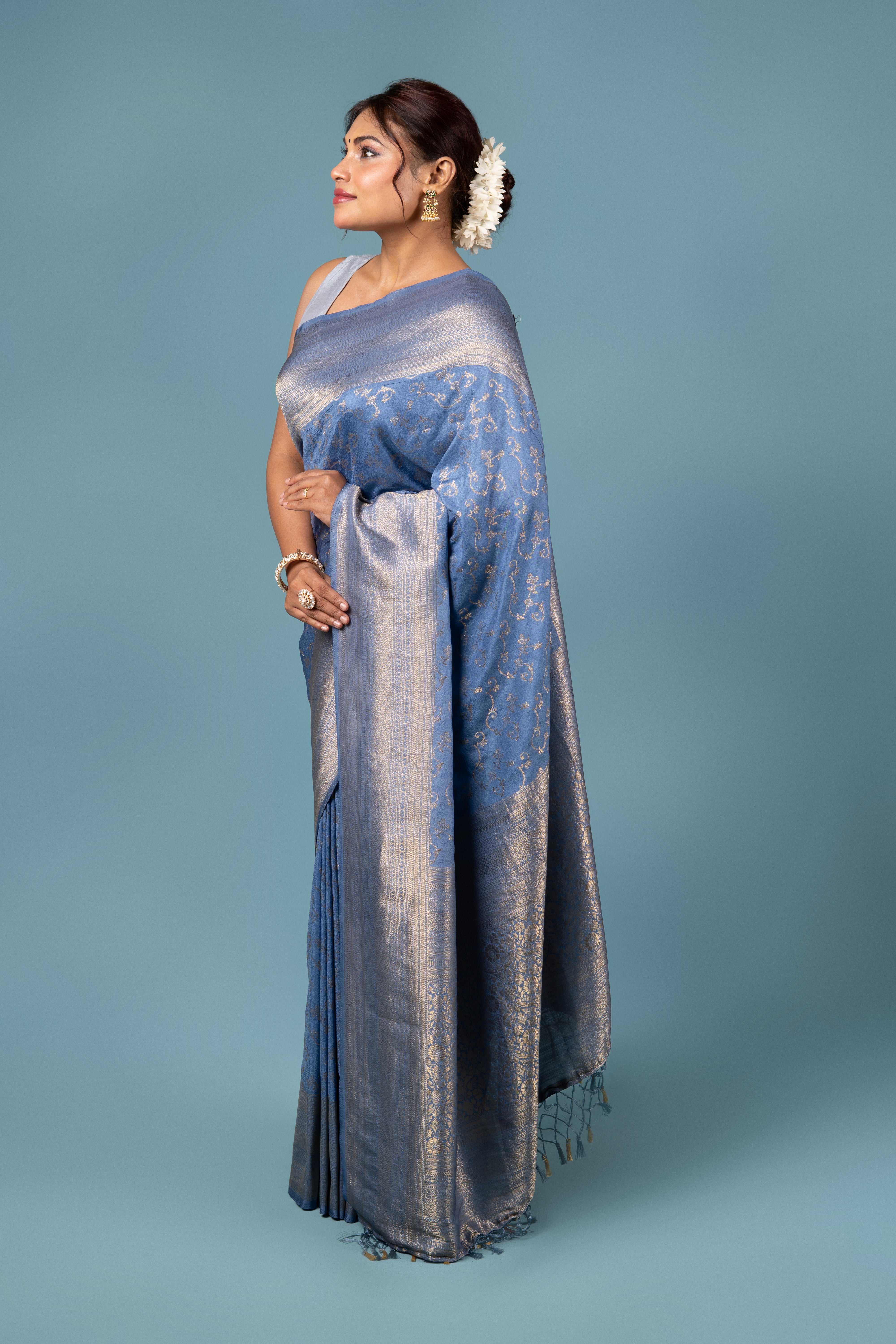 Blue Georgette Saree