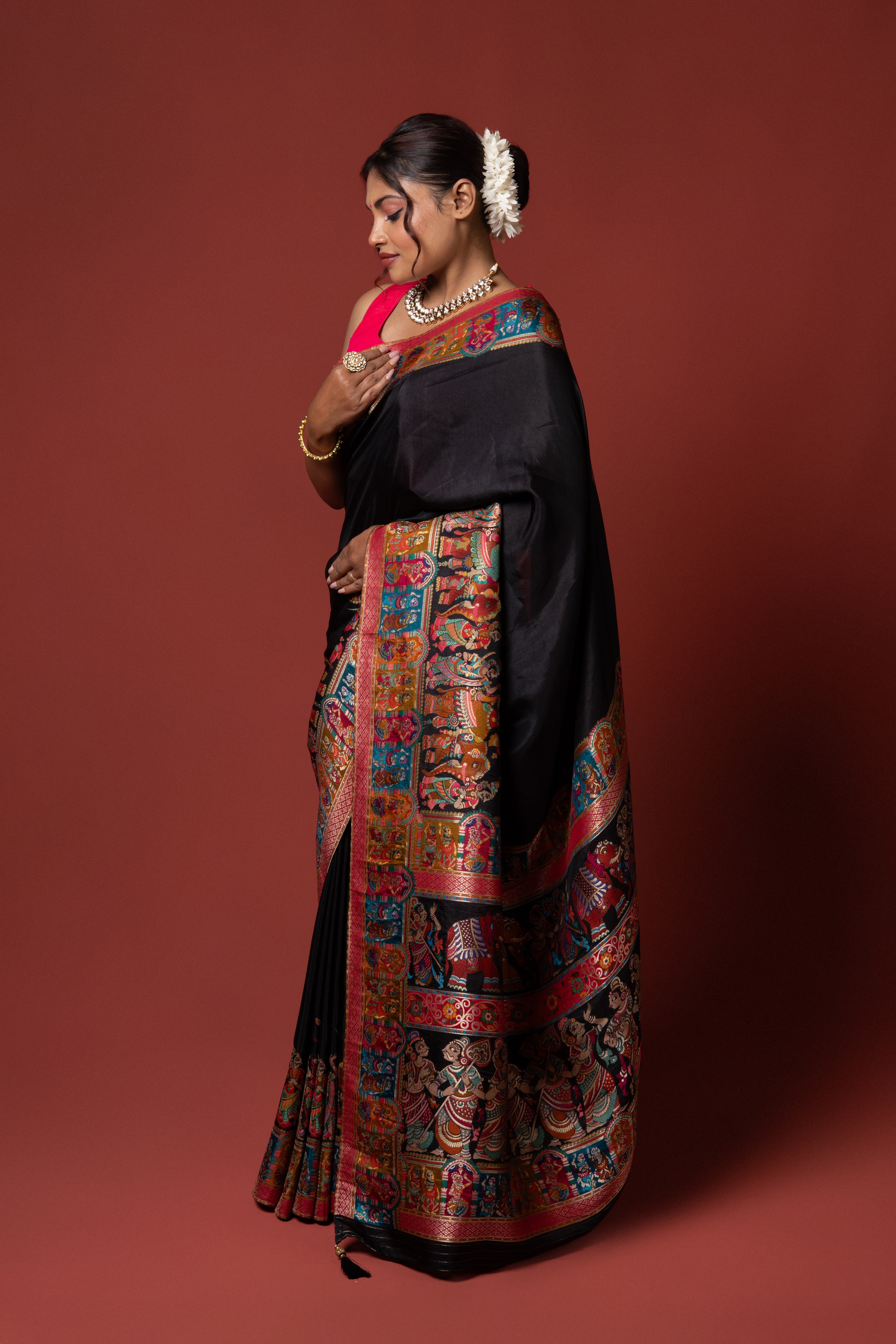 Black Katan Silk Saree