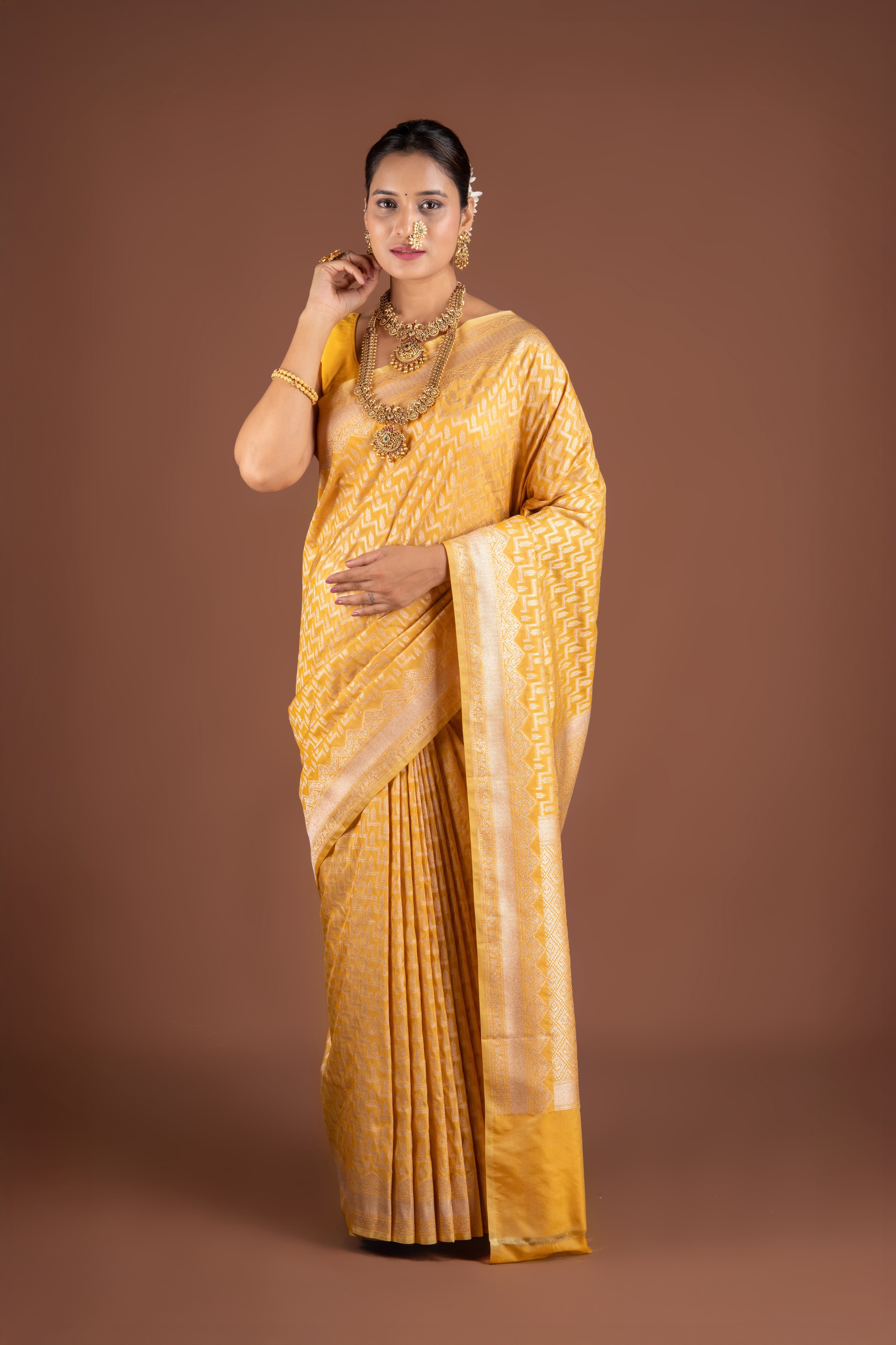 Yellow Dola Silk Saree