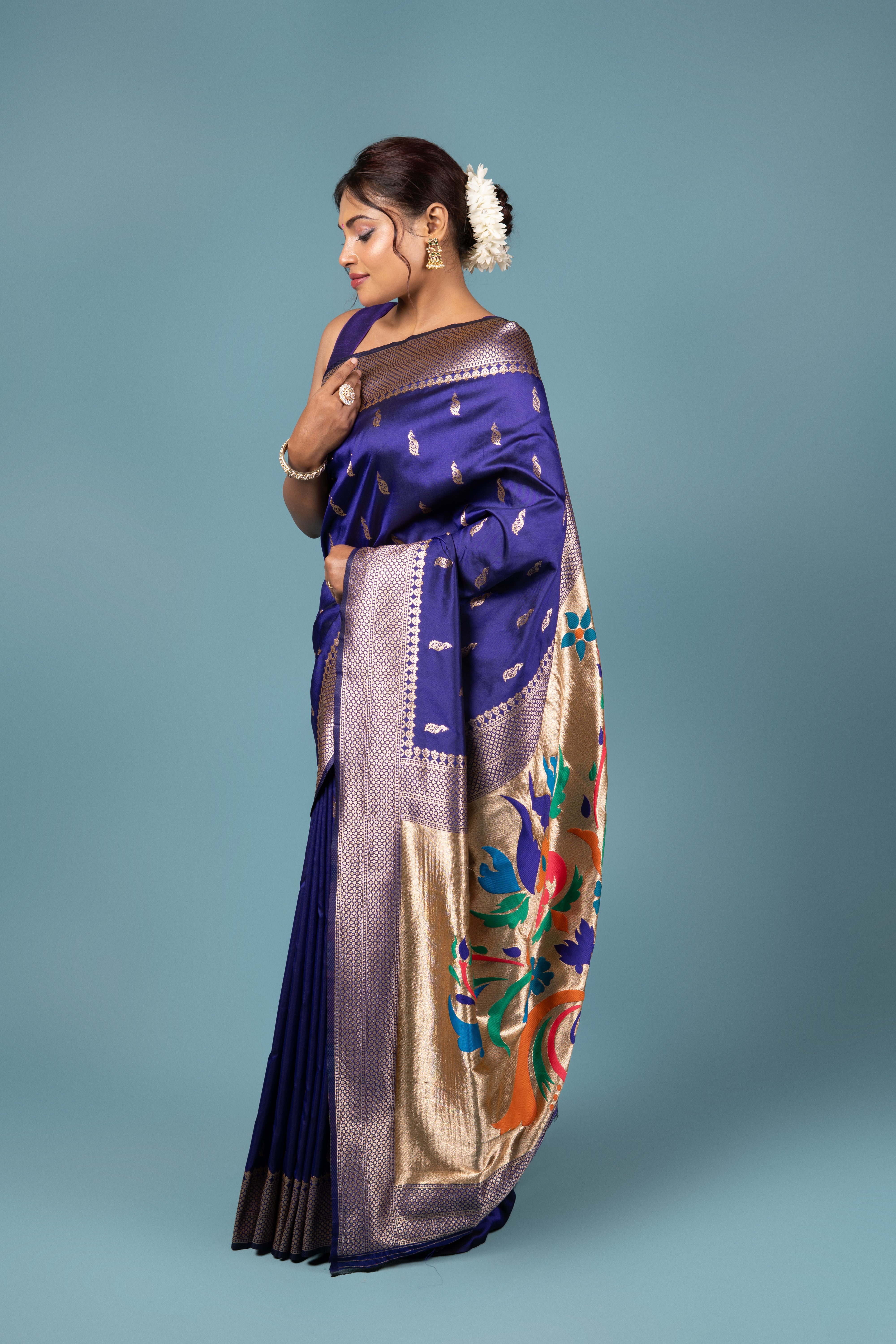 Purple Katan Silk Paithani Saree