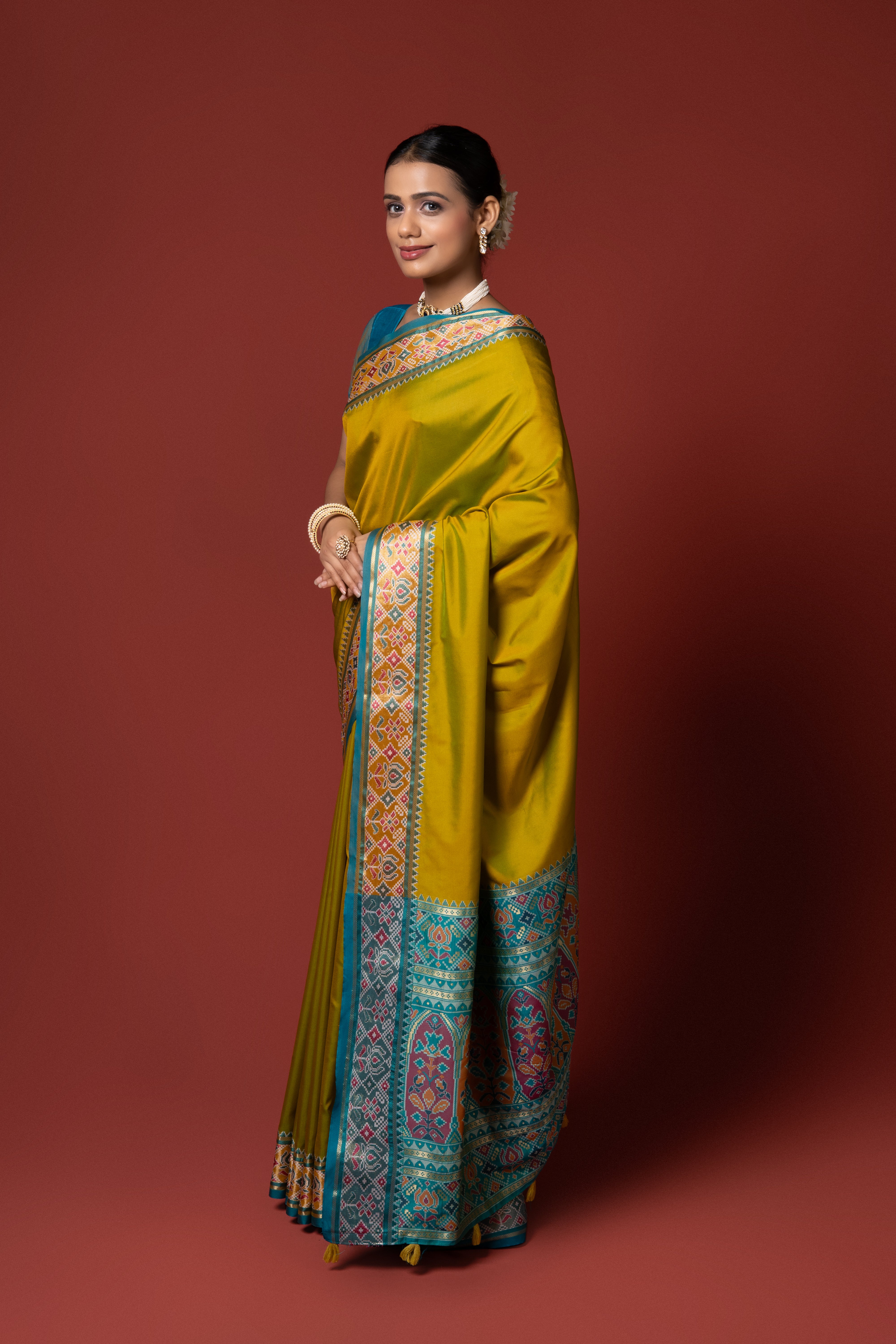 Yellow Katan Silk Banarasi Saree