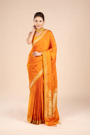 Orange Katan Silk Banarasi Saree