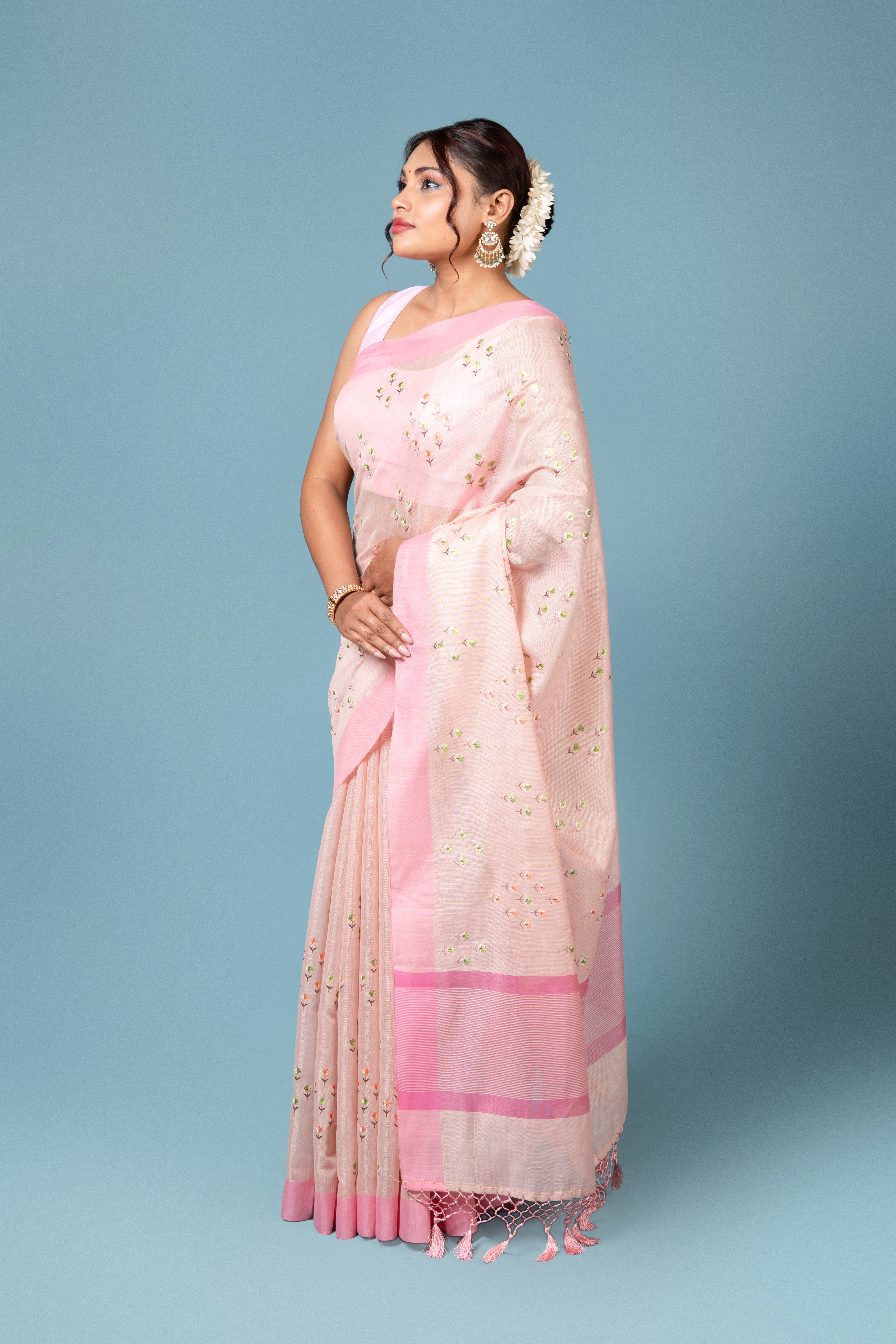 Pink Cotton Saree