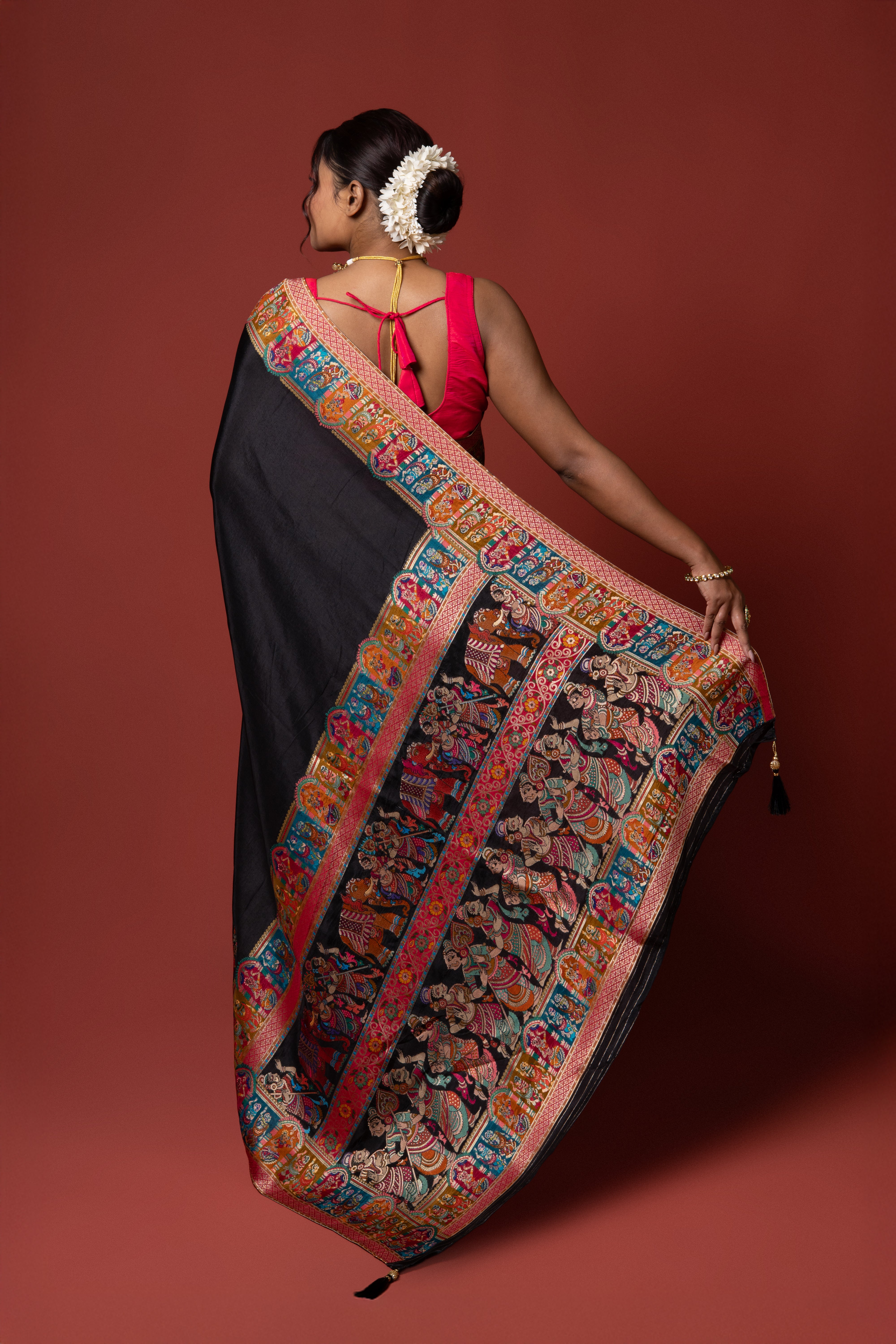 Black Katan Silk Saree