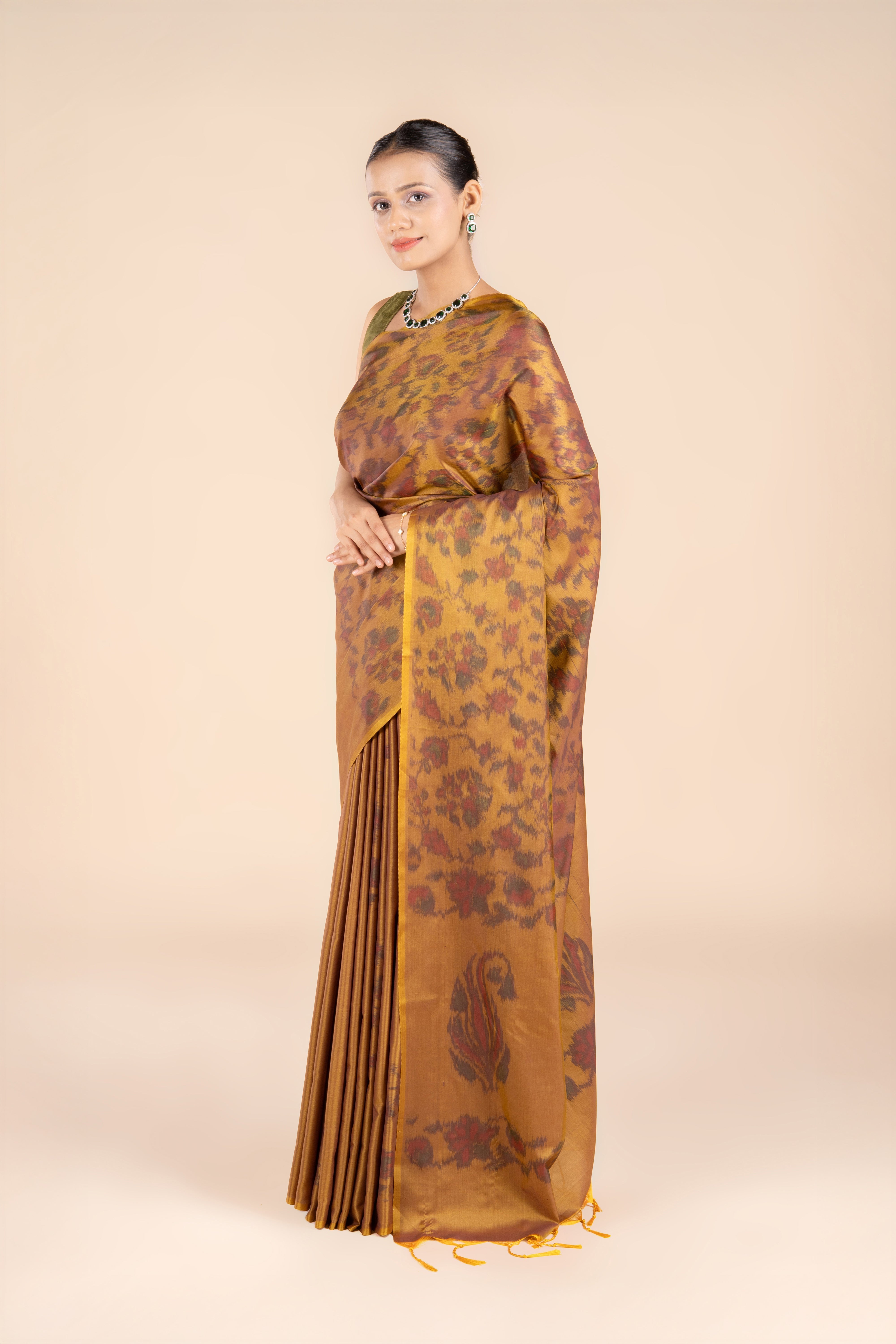 Mehndi Katan Silk Patola Saree