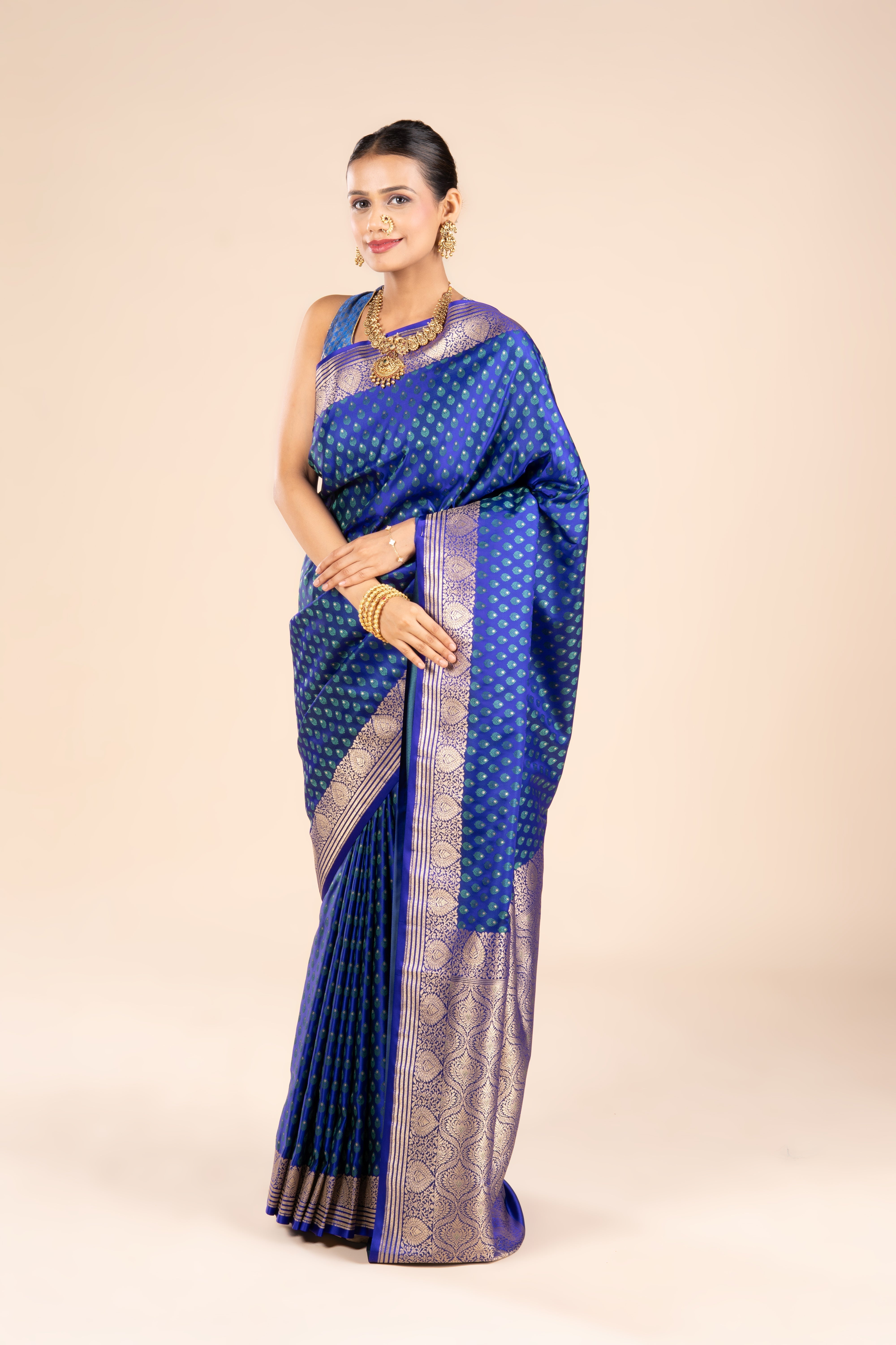 Royal Blue Soft Silk Banarasi Saree